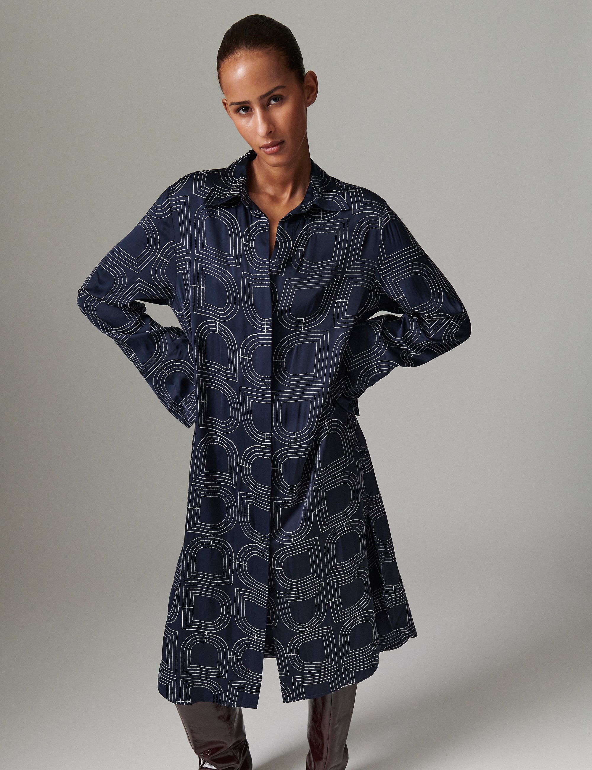 DAY Birger ét Mikkelsen Lissy - Fluid Viscose Stitch Kjole 194020 DARK SAPPHIRE.