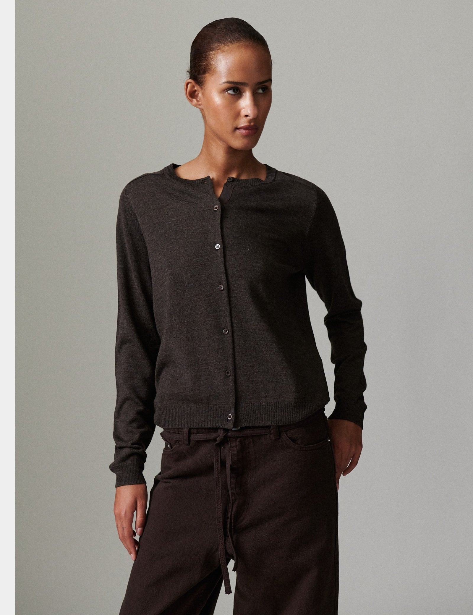 DAY Birger ét Mikkelsen Luna - Daily Elements Cardigan 500180 Expresso Melange
