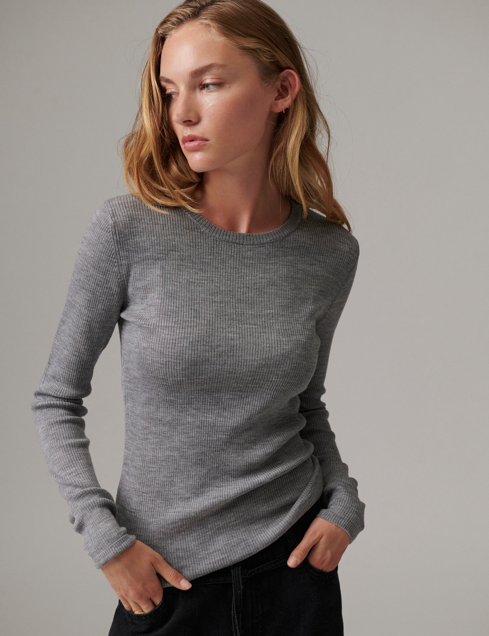 DAY Birger ét Mikkelsen Mariana - Daily Elements - Pullover Sweater 500006 Medium Grey Melange