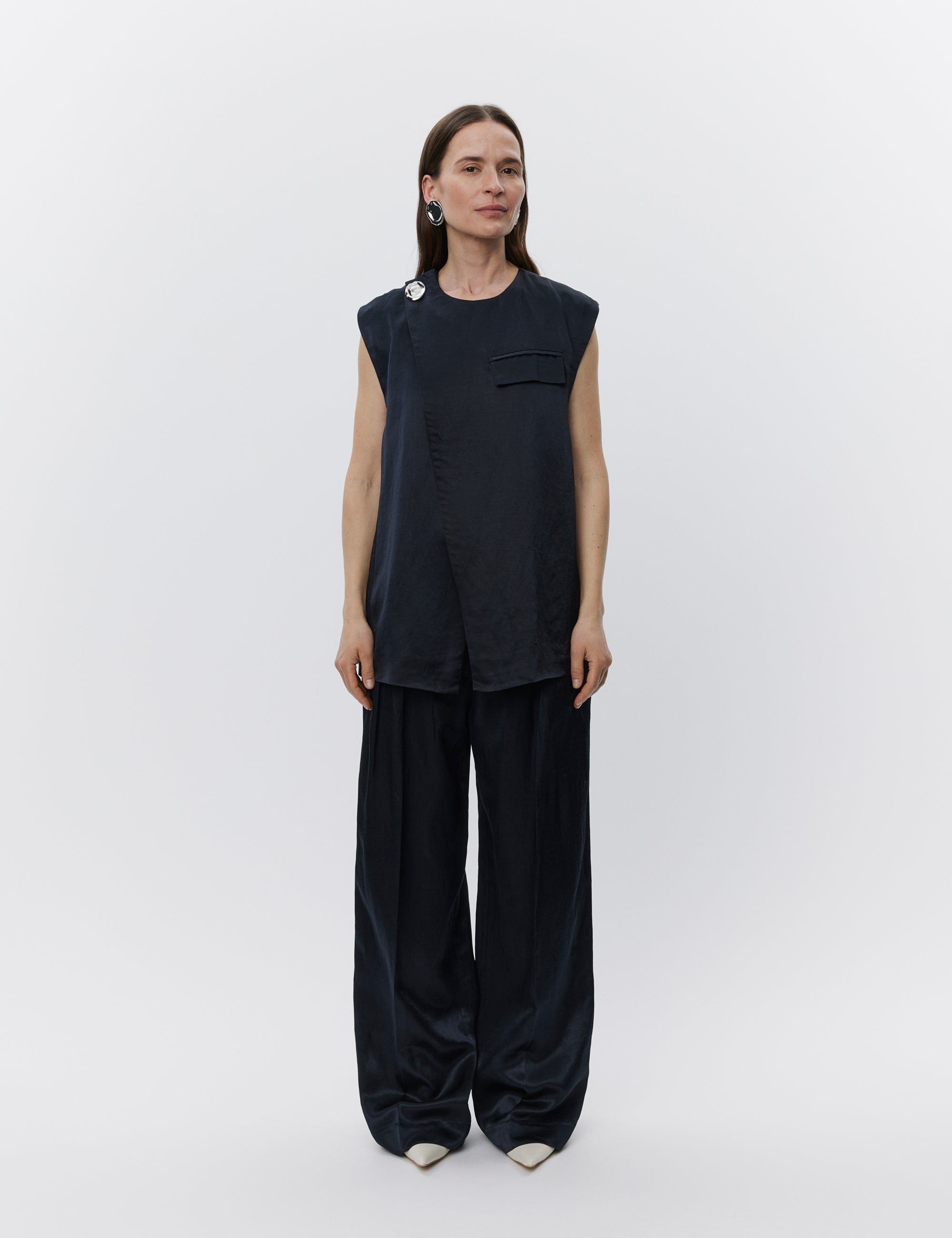 DAY Birger ét Mikkelsen Marlin - High Shine Blend Waistcoat 190303 Black