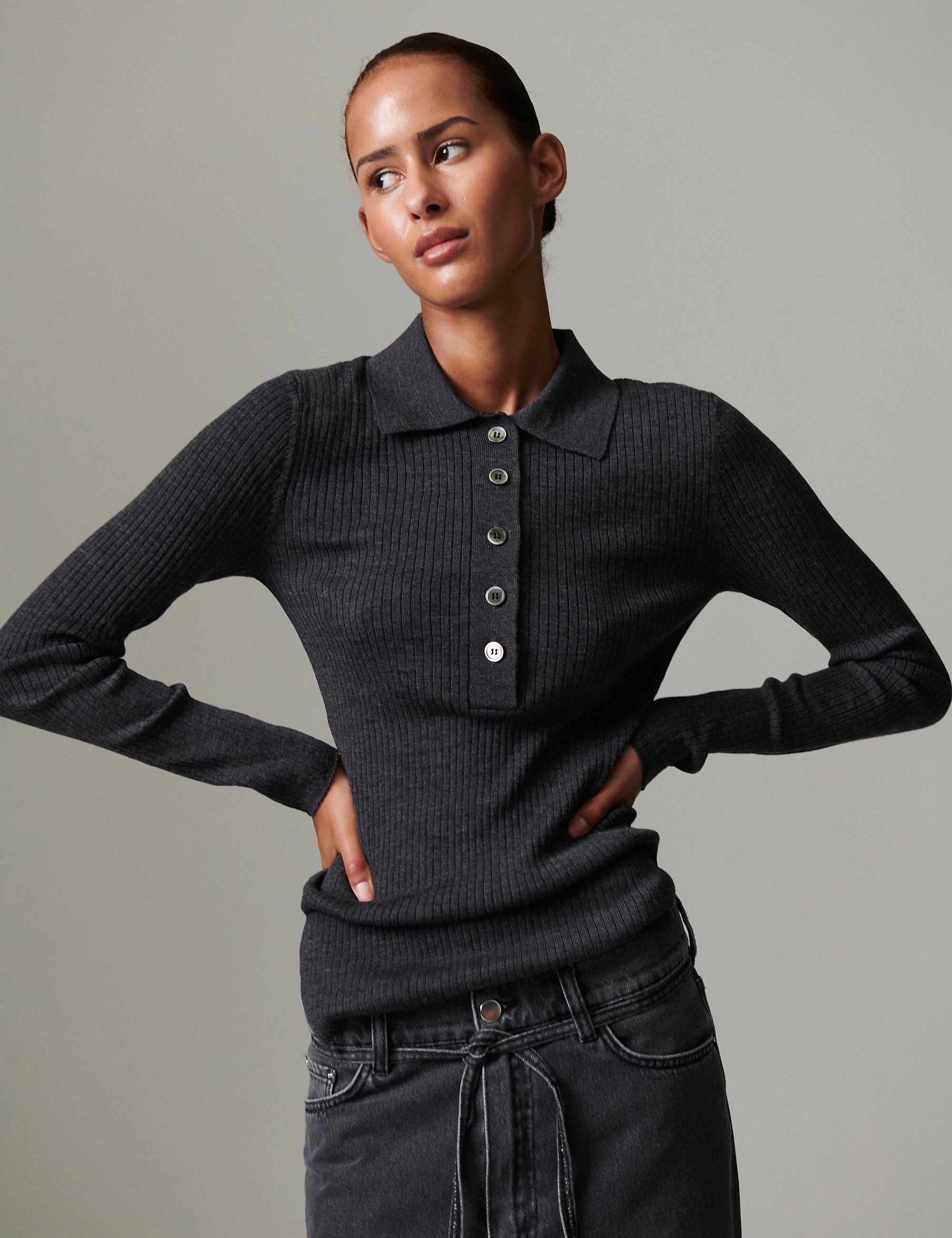DAY Birger ét Mikkelsen Murphy - Daily elements Sweater 500003 Dark Grey Melange