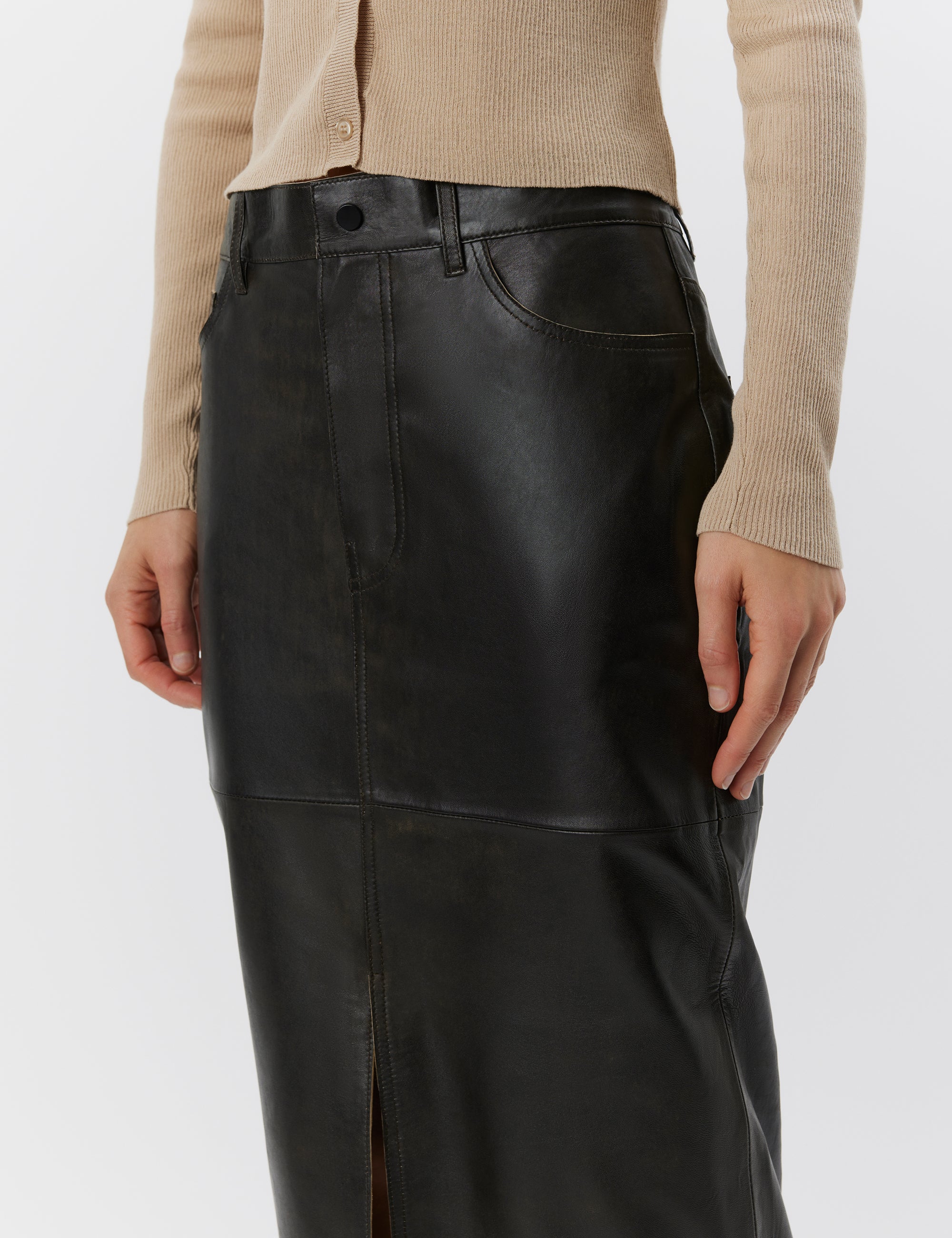 DAY Birger ét Mikkelsen Niki - Leather Contemporary Skirt 191103 ESPRESSO
