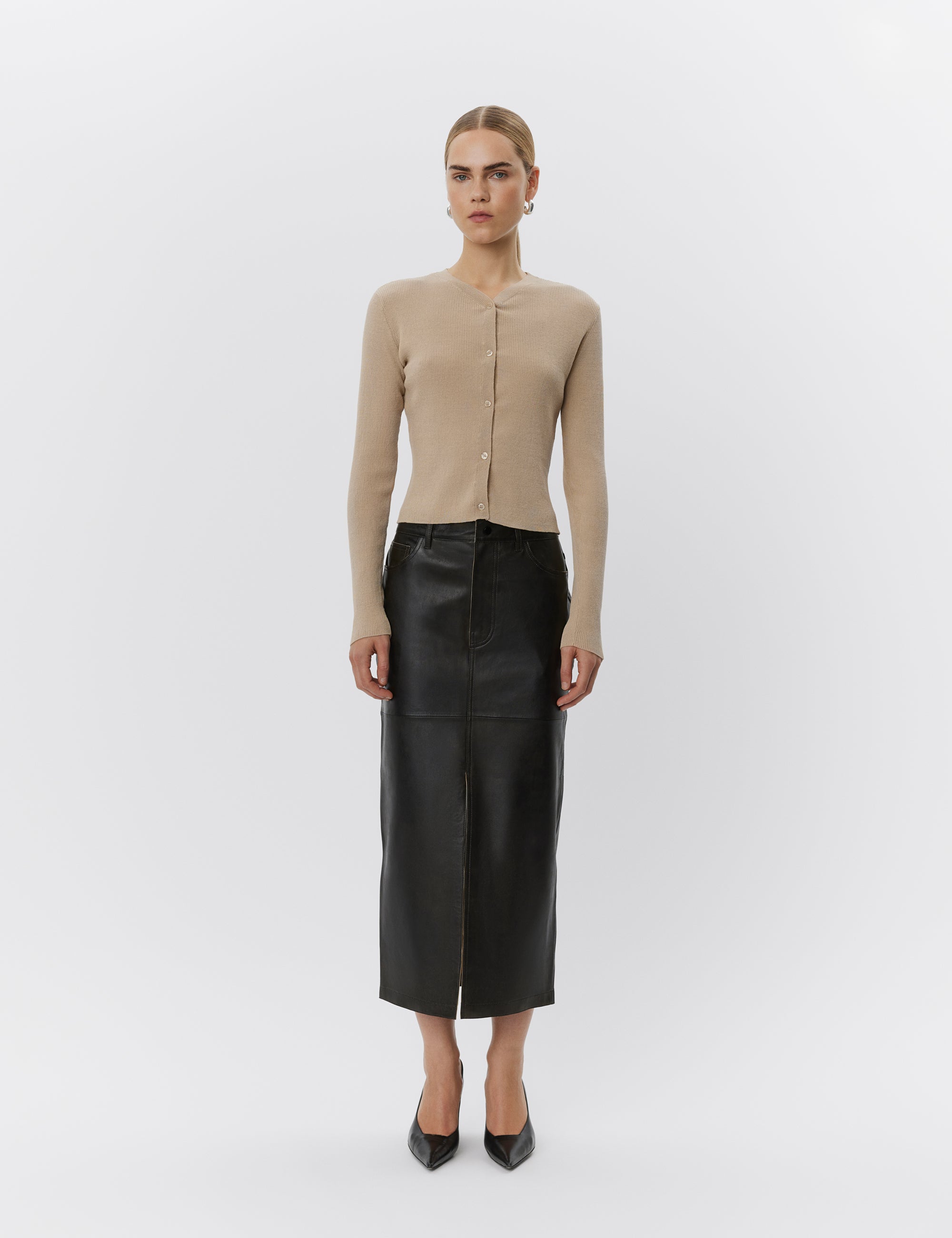DAY Birger ét Mikkelsen Niki - Leather Contemporary Skirt 191103 ESPRESSO