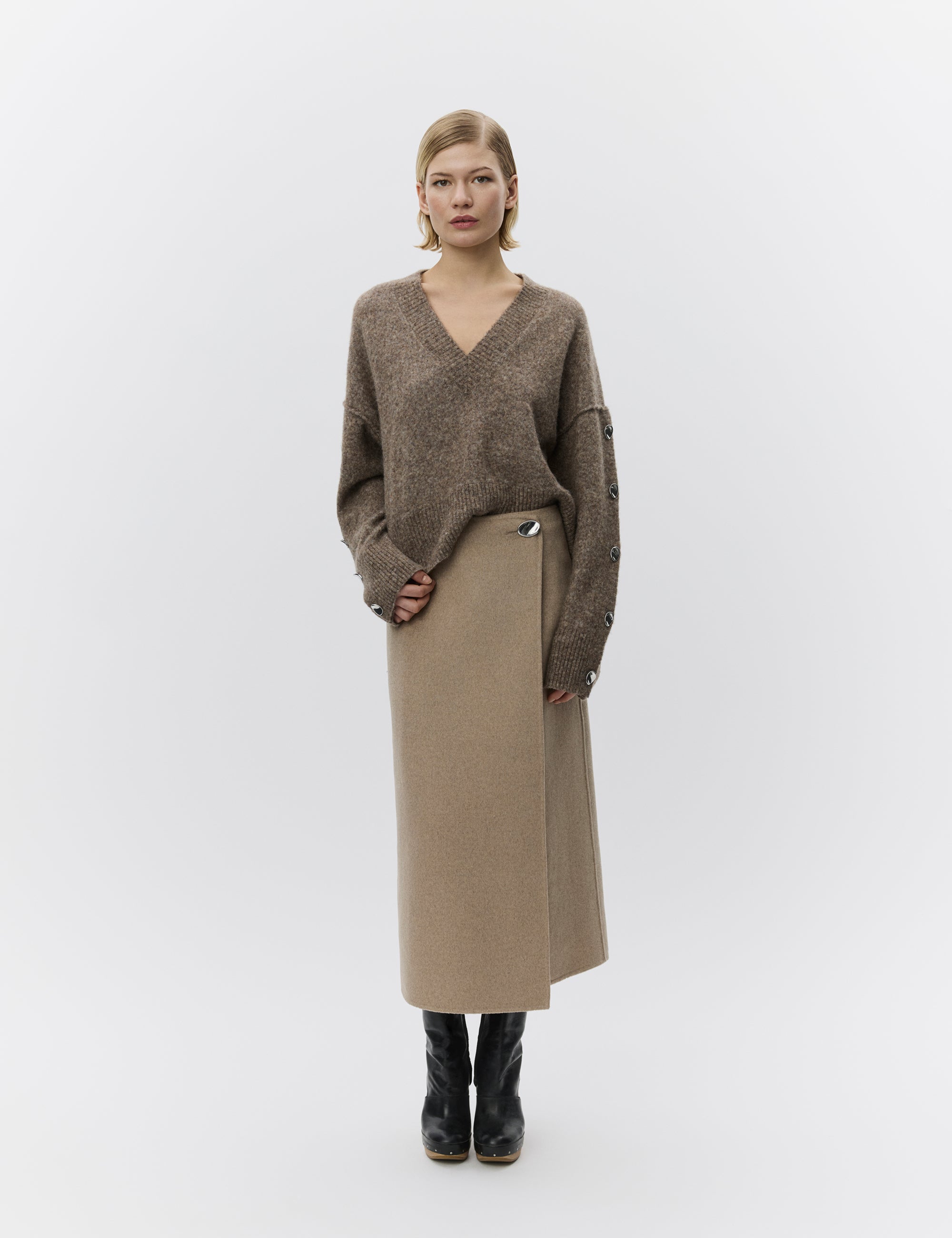 DAY Birger ét Mikkelsen Pepper - Double Faced Wool Skirt 500001 BEIGE MELANGE