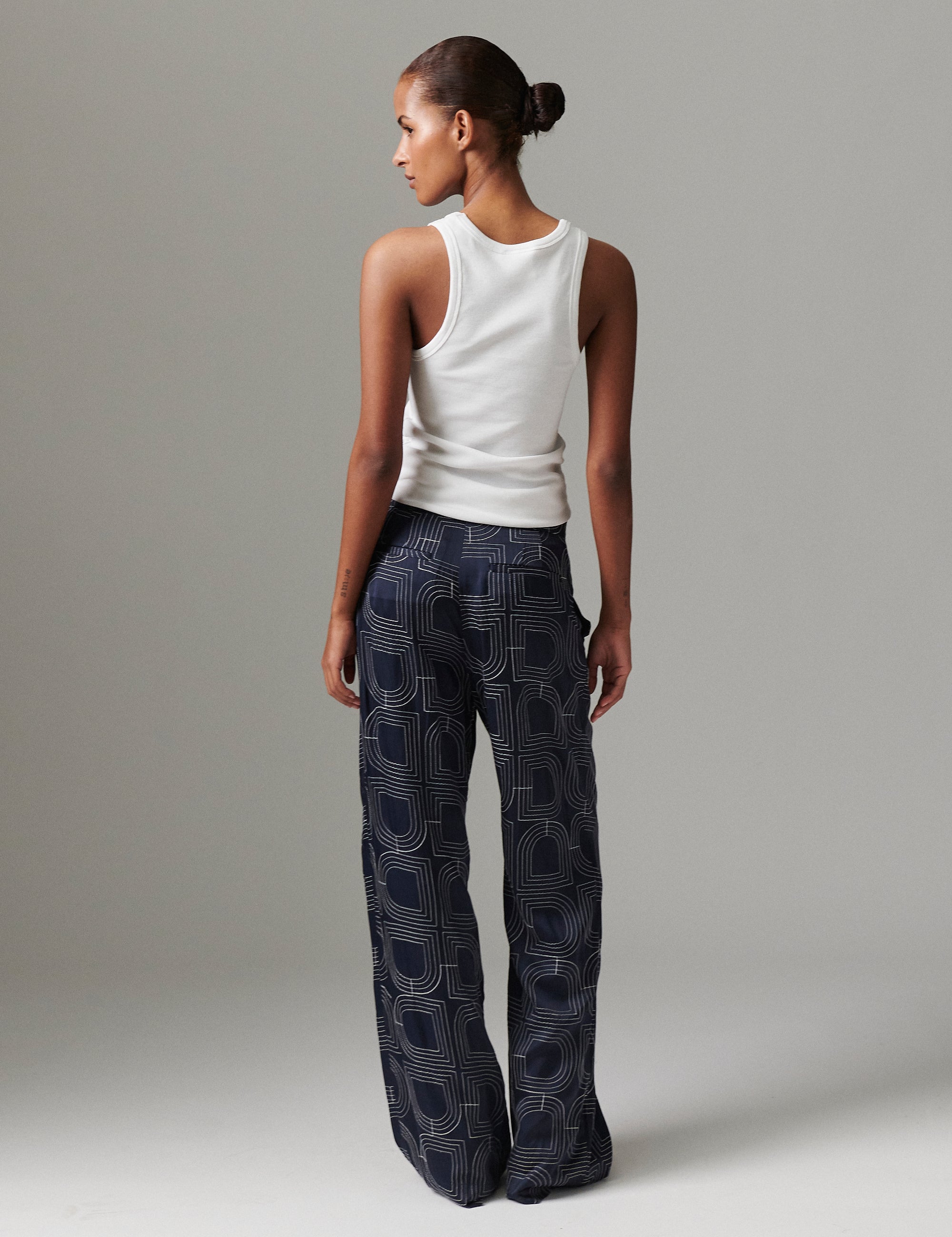 DAY Birger ét Mikkelsen Phoebe - Fluid Viscose Stitch Bukser 194020 DARK SAPPHIRE.