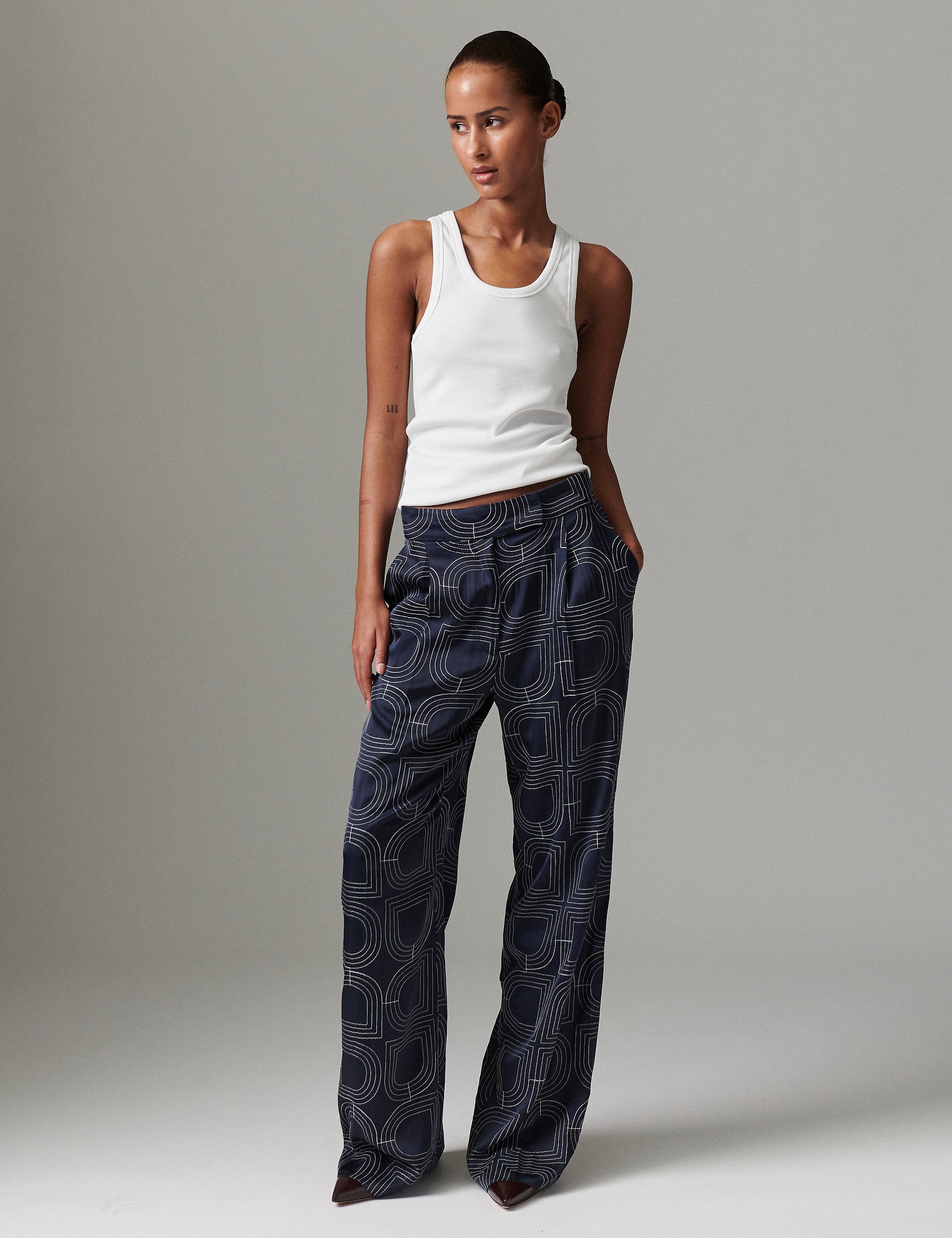 DAY Birger ét Mikkelsen Phoebe - Fluid Viscose Stitch Bukser 194020 DARK SAPPHIRE.