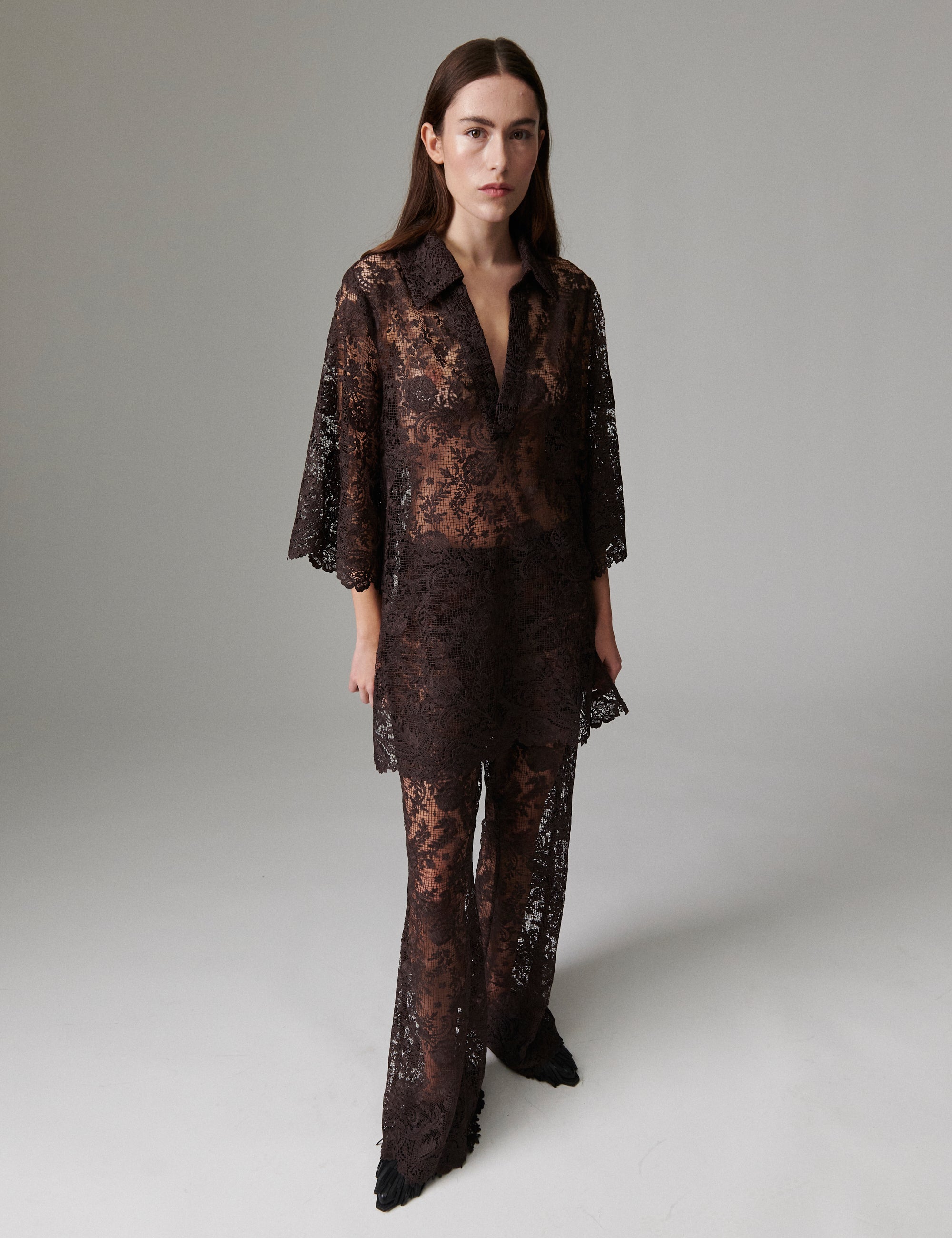 DAY Birger ét Mikkelsen Prima - Day Crochet - Tunic Tunika 190915 Coffee Bean