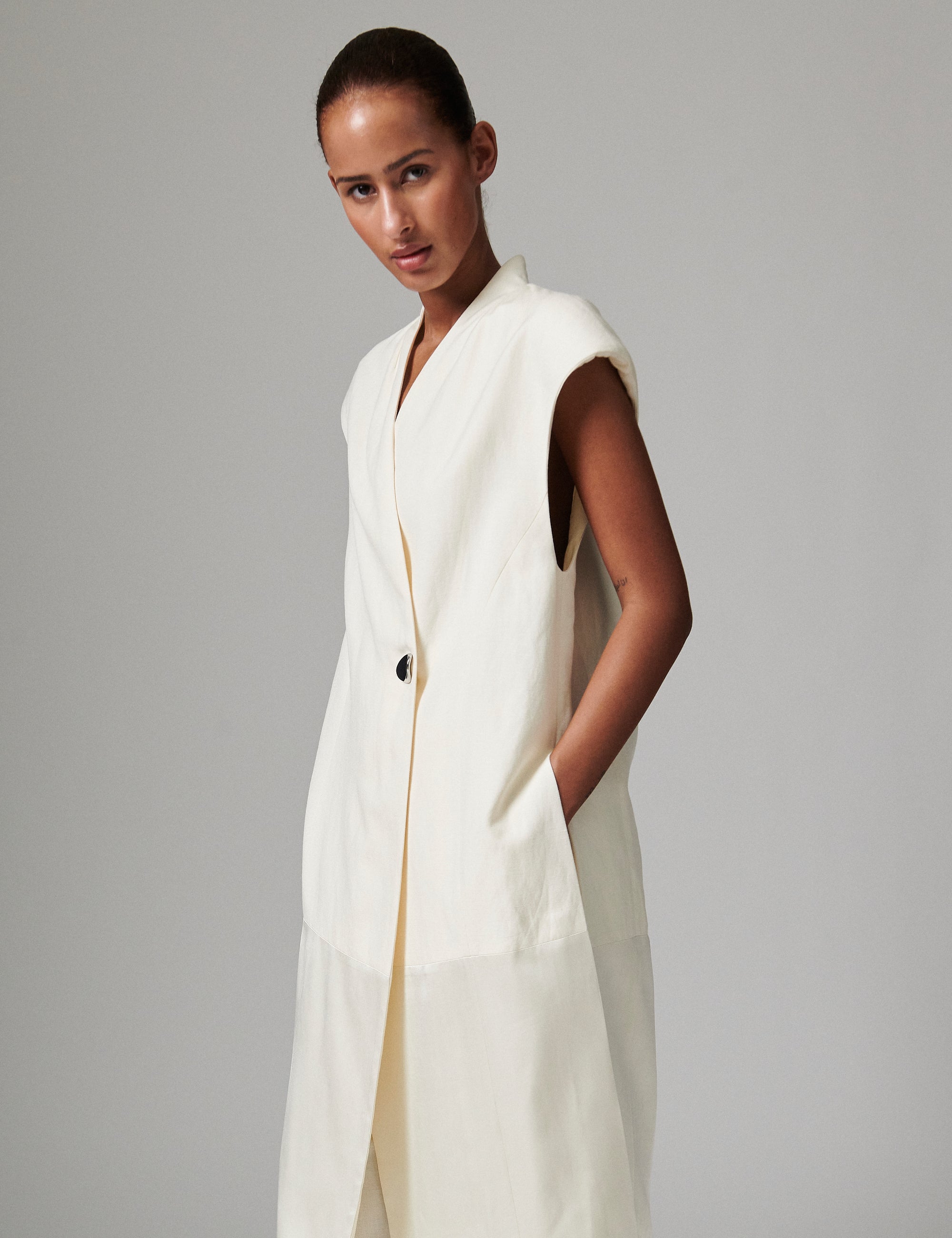 DAY Birger ét Mikkelsen Rorina - Contrast Linen - Vest Vest 110605 Jet Stream