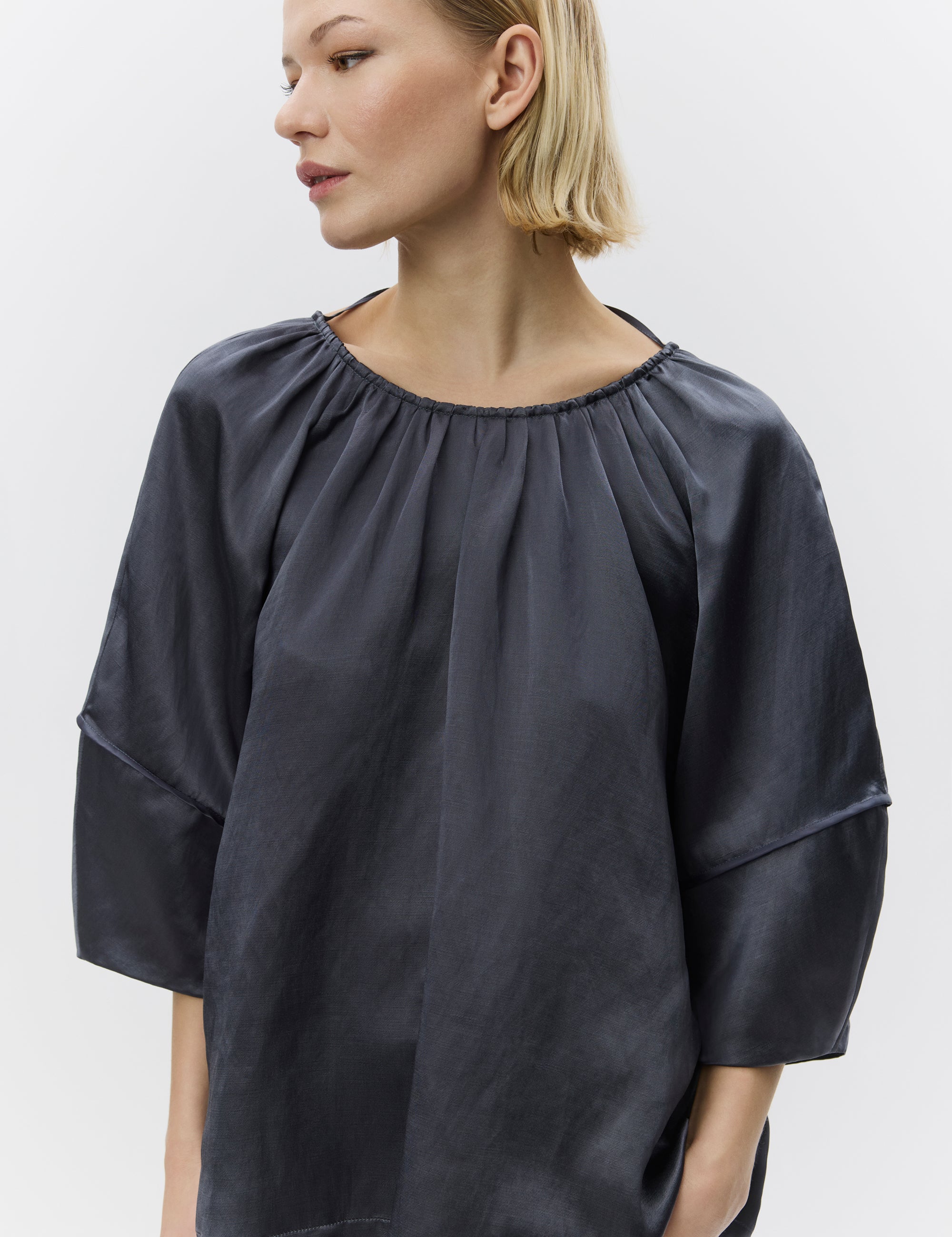 DAY Birger ét Mikkelsen Skyler - High Shine Blend Tops & T-Shirts 194104 EBONY