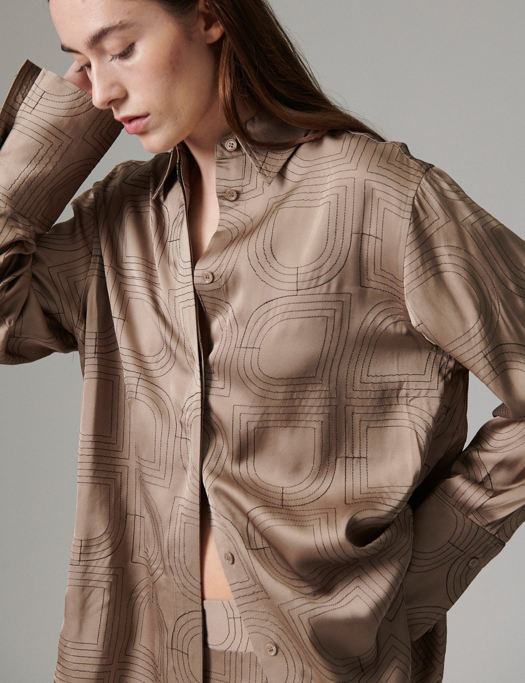 DAY Birger ét Mikkelsen Stella- Fluid Viscose Stitch - Skjorte Bluse 181112 Walnut