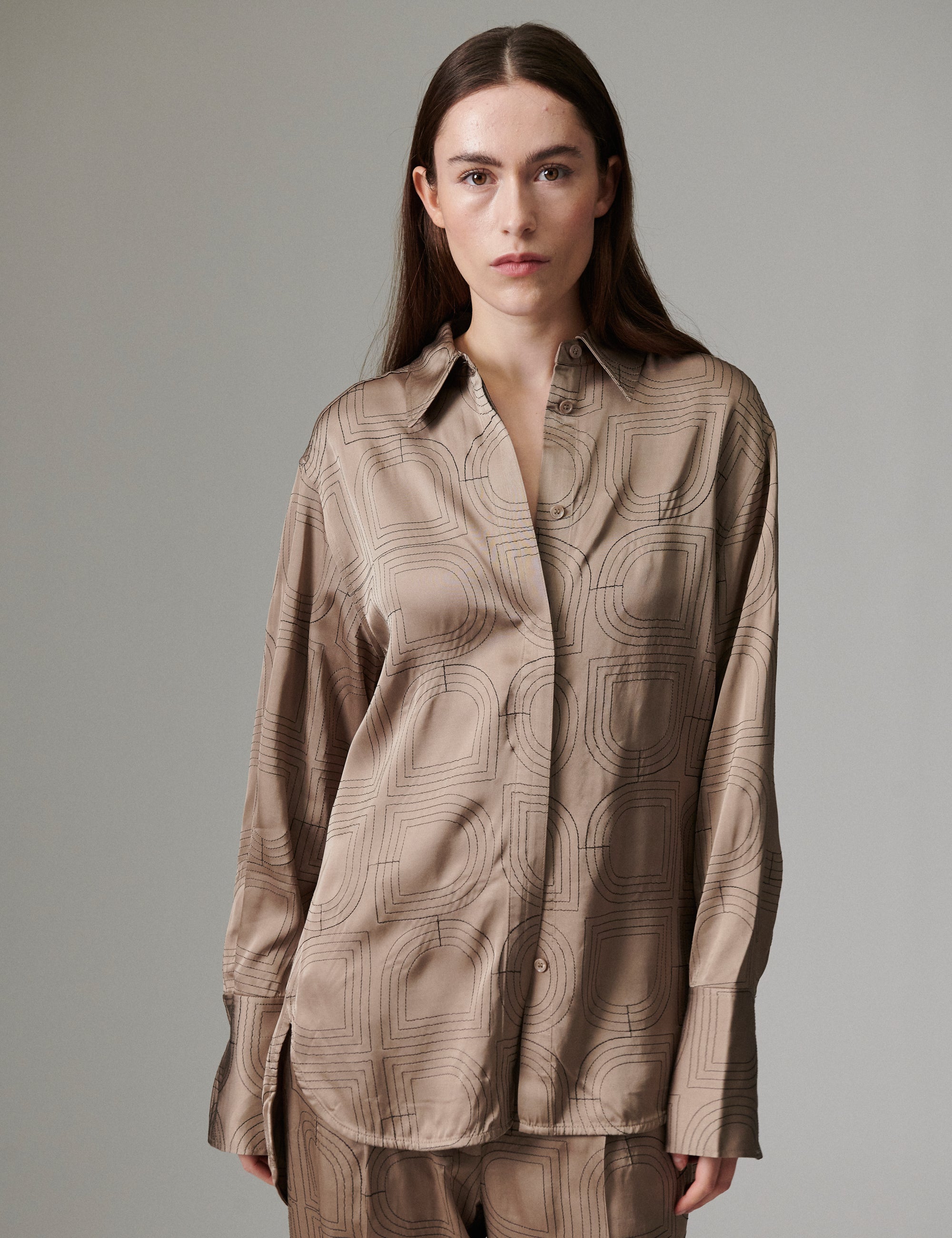 DAY Birger ét Mikkelsen Stella- Fluid Viscose Stitch - Skjorte Bluse 181112 Walnut
