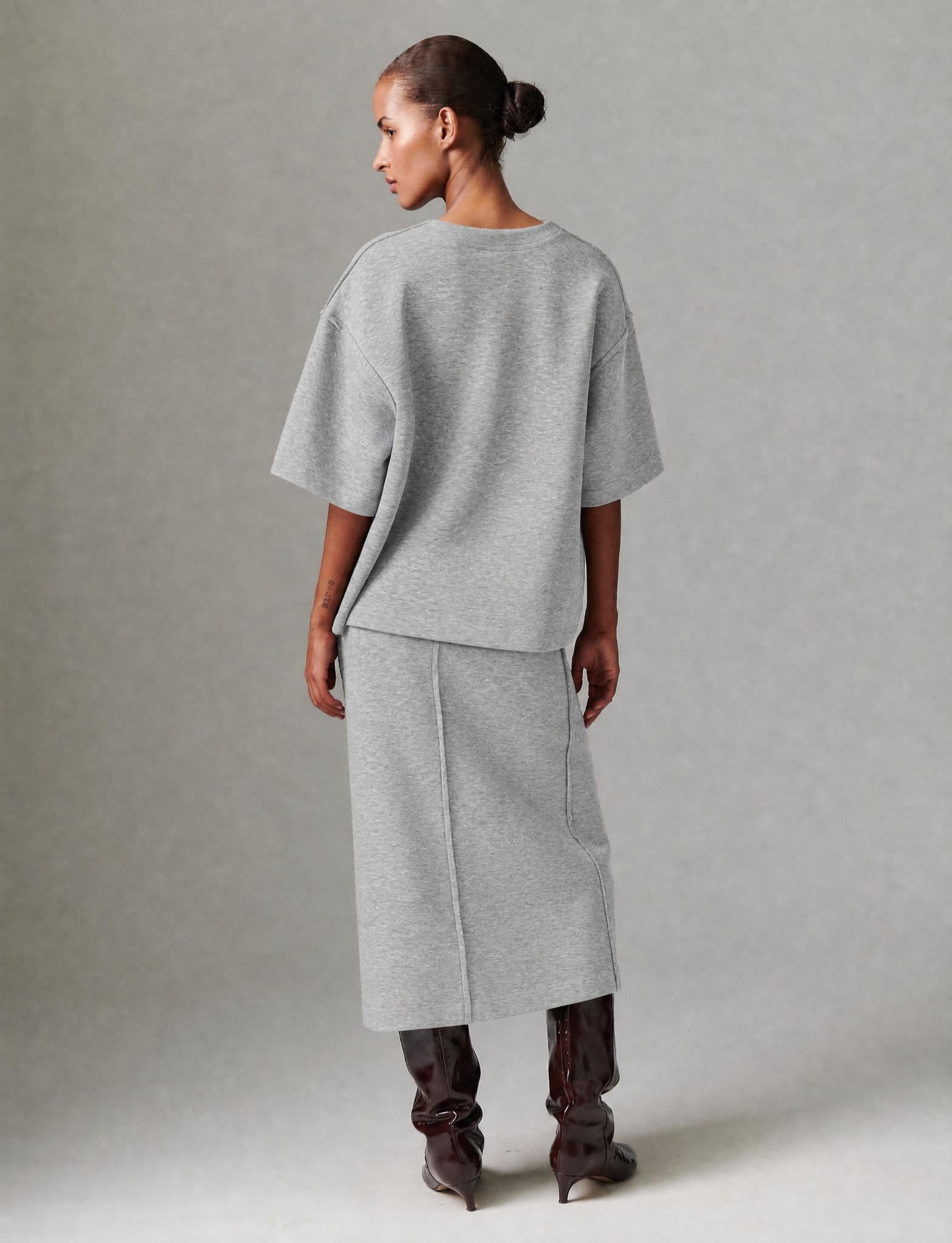DAY Birger ét Mikkelsen Suzie - Scuba - Nederdel Skirt 500036 Light Grey Melange