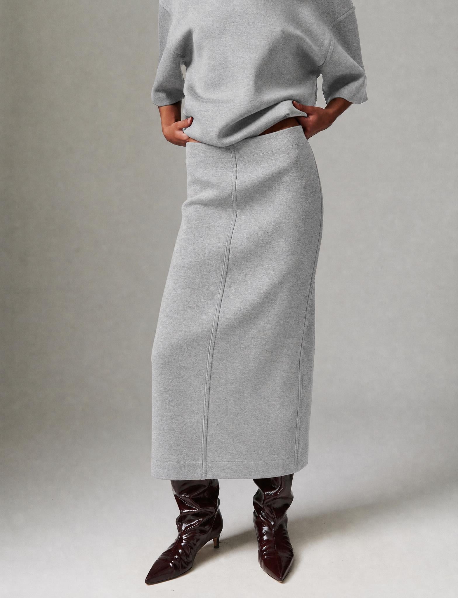 DAY Birger ét Mikkelsen Suzie - Scuba - Nederdel Skirt 500036 Light Grey Melange