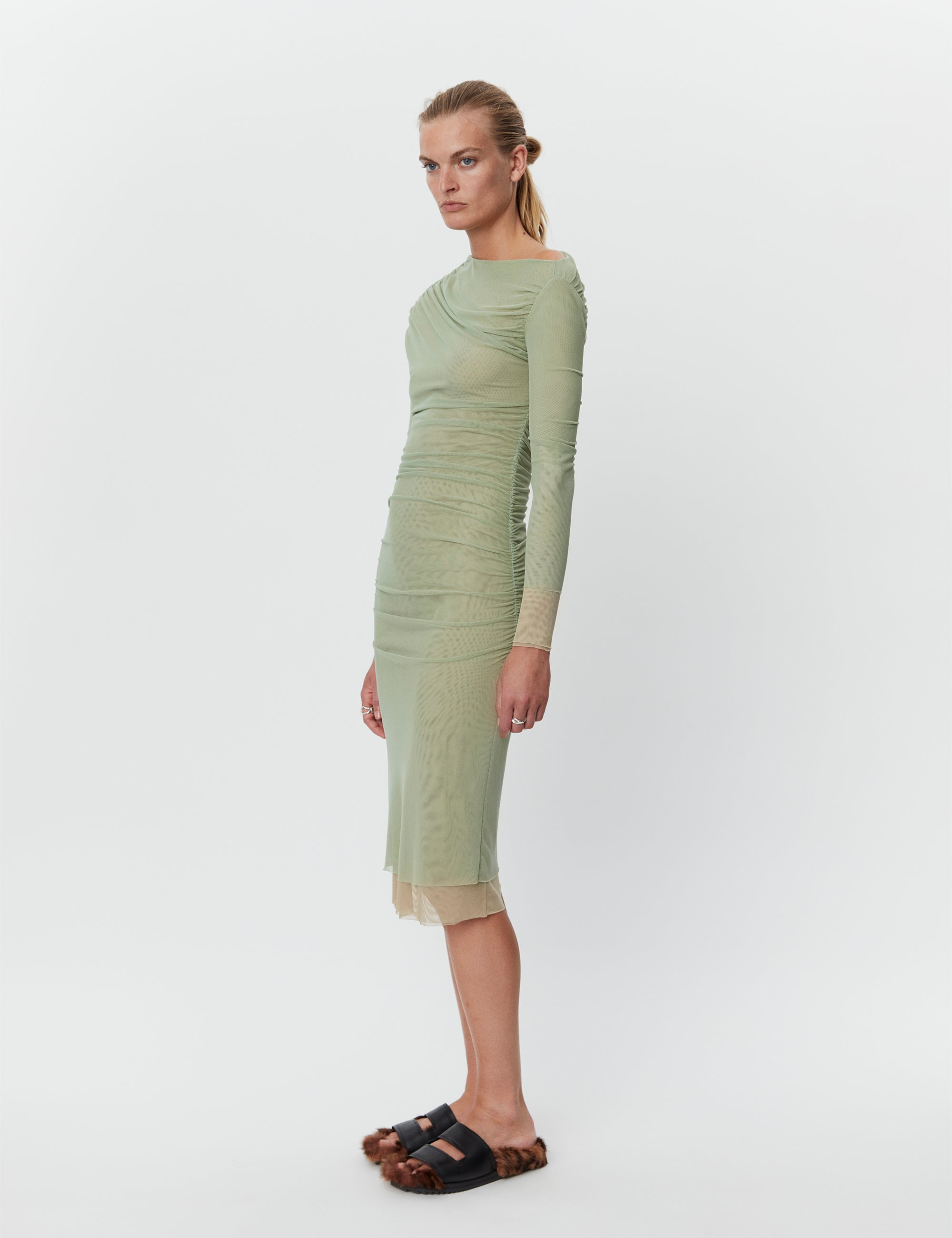 DAY Birger ét Mikkelsen Tahira - Mesh Solid RD Kjole 500097 ALGAVE GREEN