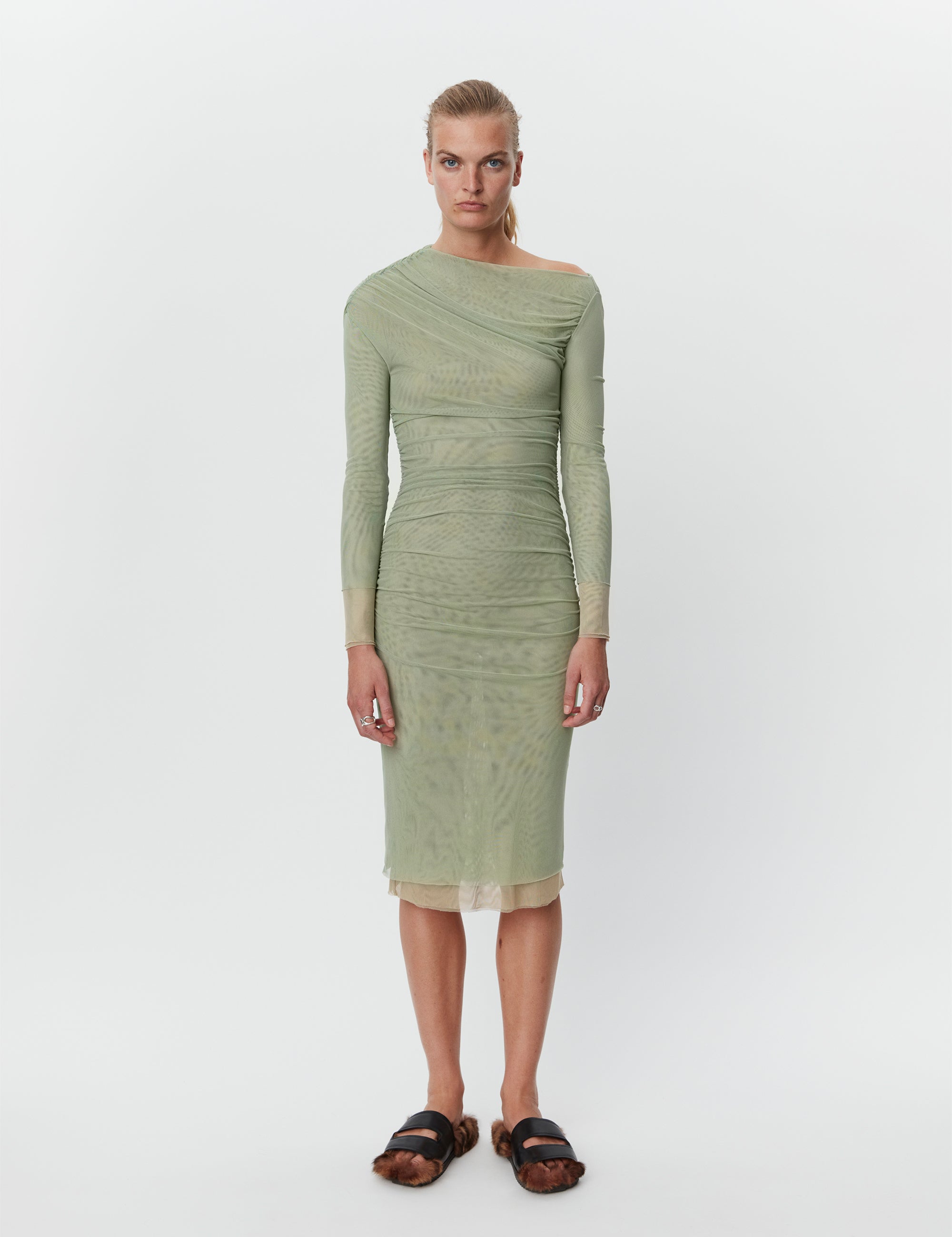 DAY Birger ét Mikkelsen Tahira - Mesh Solid RD Kjole 500097 ALGAVE GREEN
