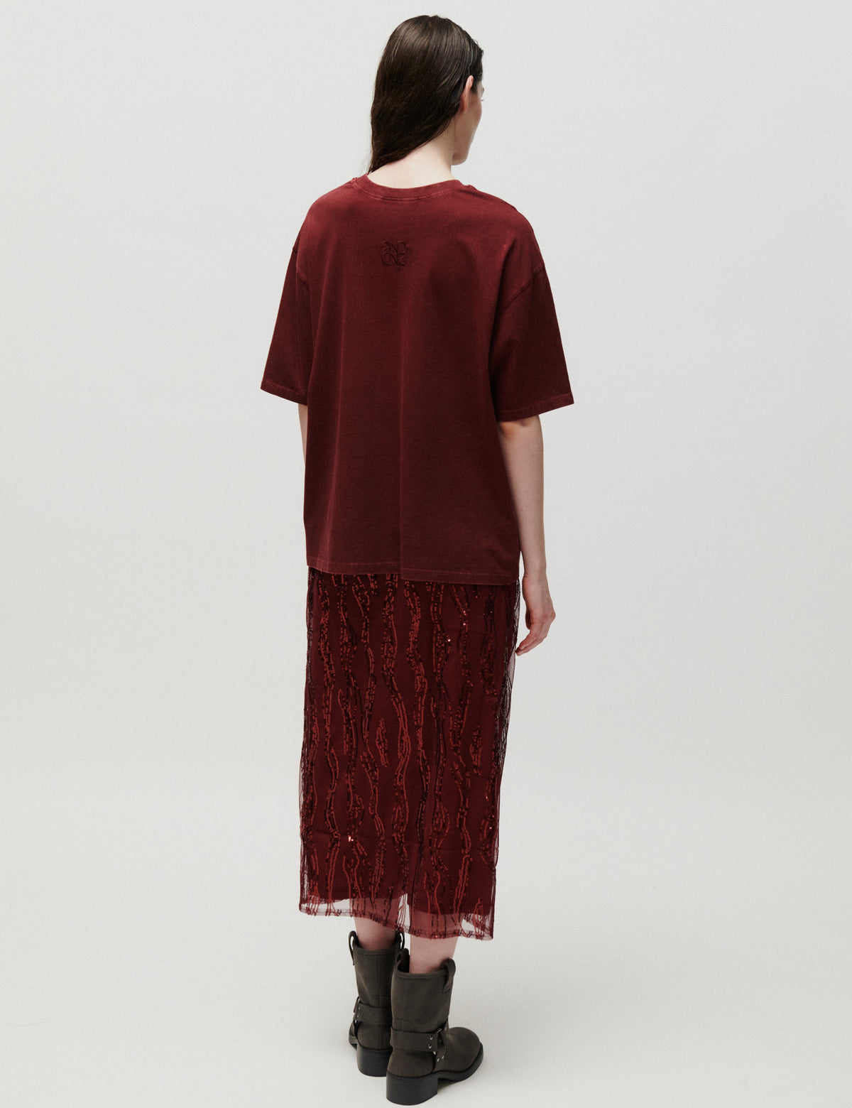 2NDDAY 2NDArale - Overwashed Jersey T-shirt 191526 Windsor Wine
