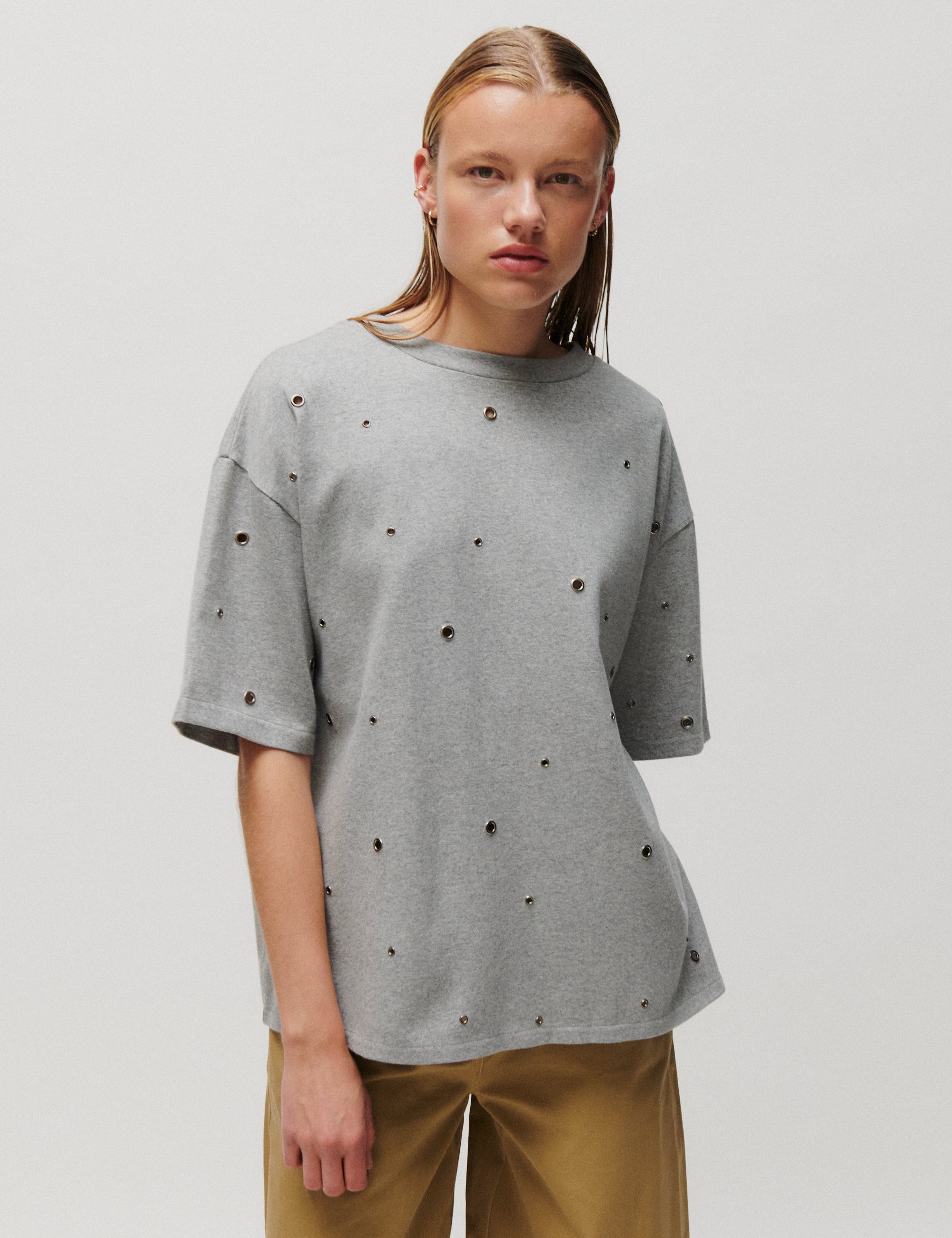 2NDDAY 2NDAralo - Eyelet Jersey - T-shirt T-shirt 420130 Medium Grey Melange