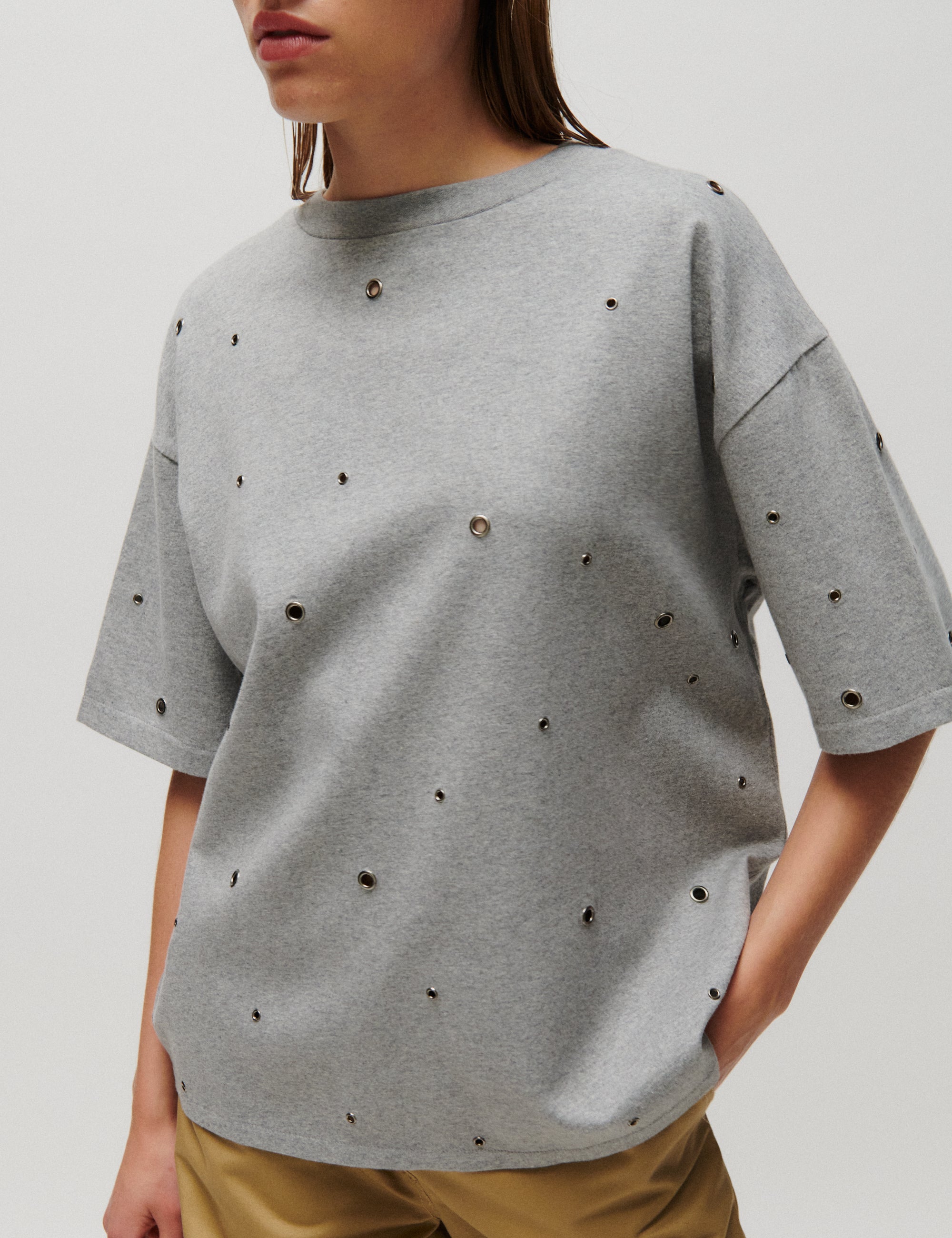 2NDDAY 2NDAralo - Eyelet Jersey - T-shirt T-shirt 420130 Medium Grey Melange