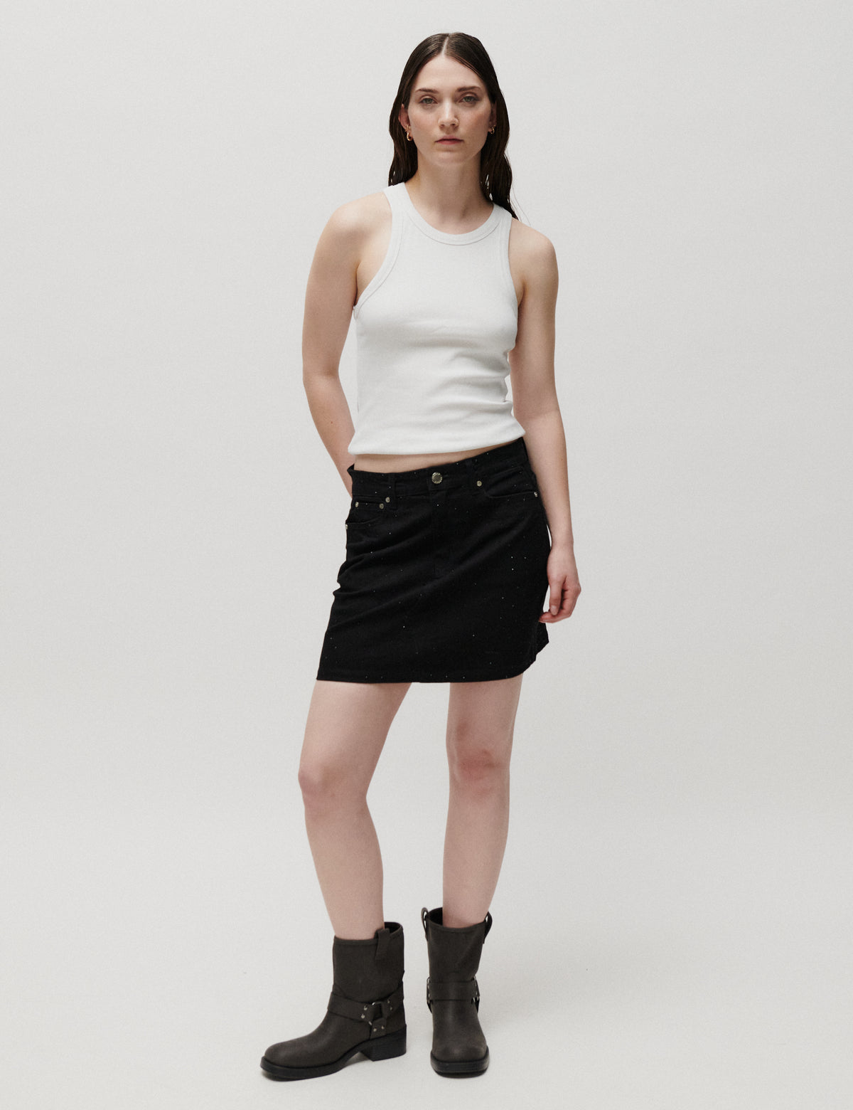 2NDDAY 2NDLollie - Crystal Denim - Nederdel Skirt D002 Black Denim