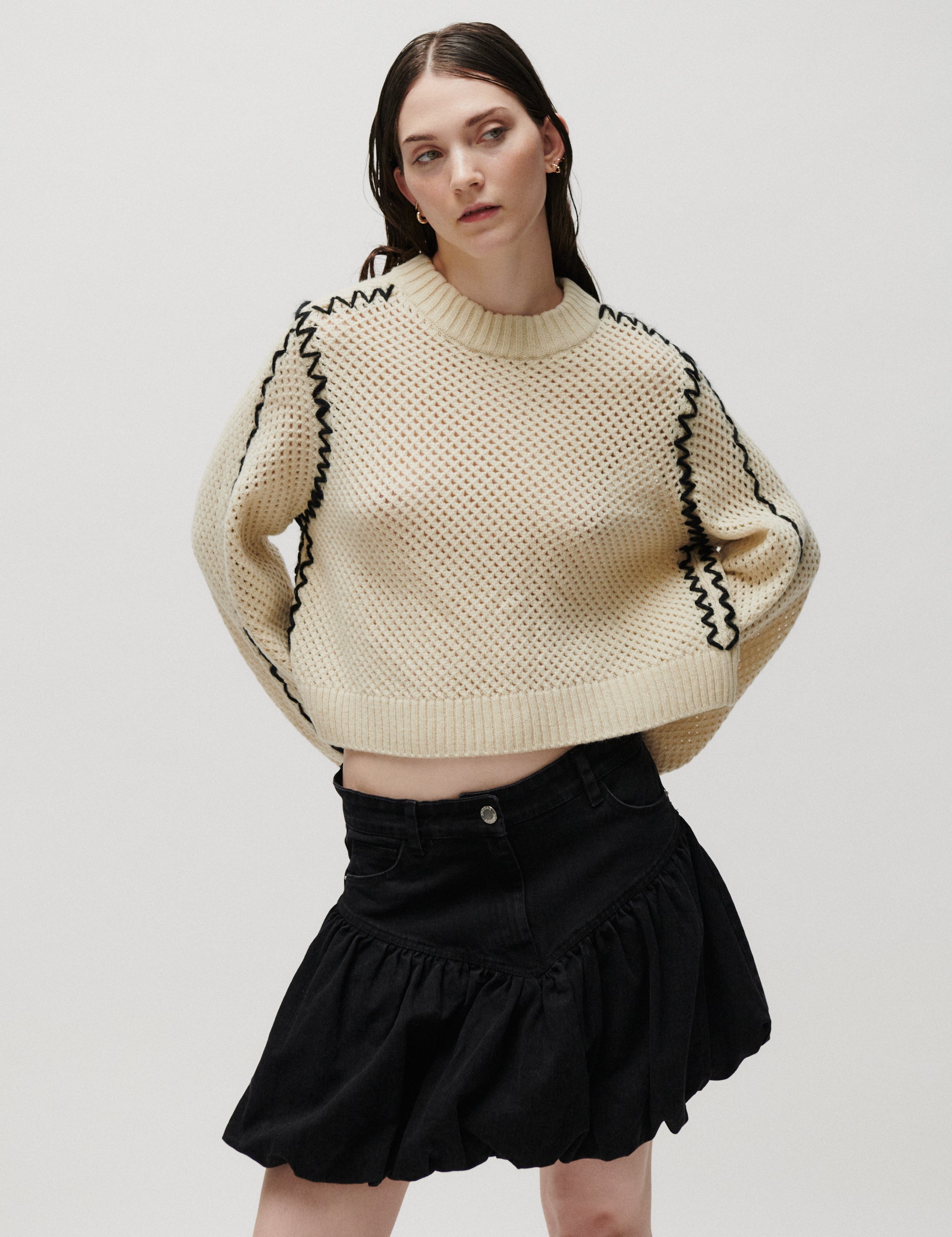 2NDDAY 2NDMarlet - Open Knit Sweater 124301 ALMOND MILK
