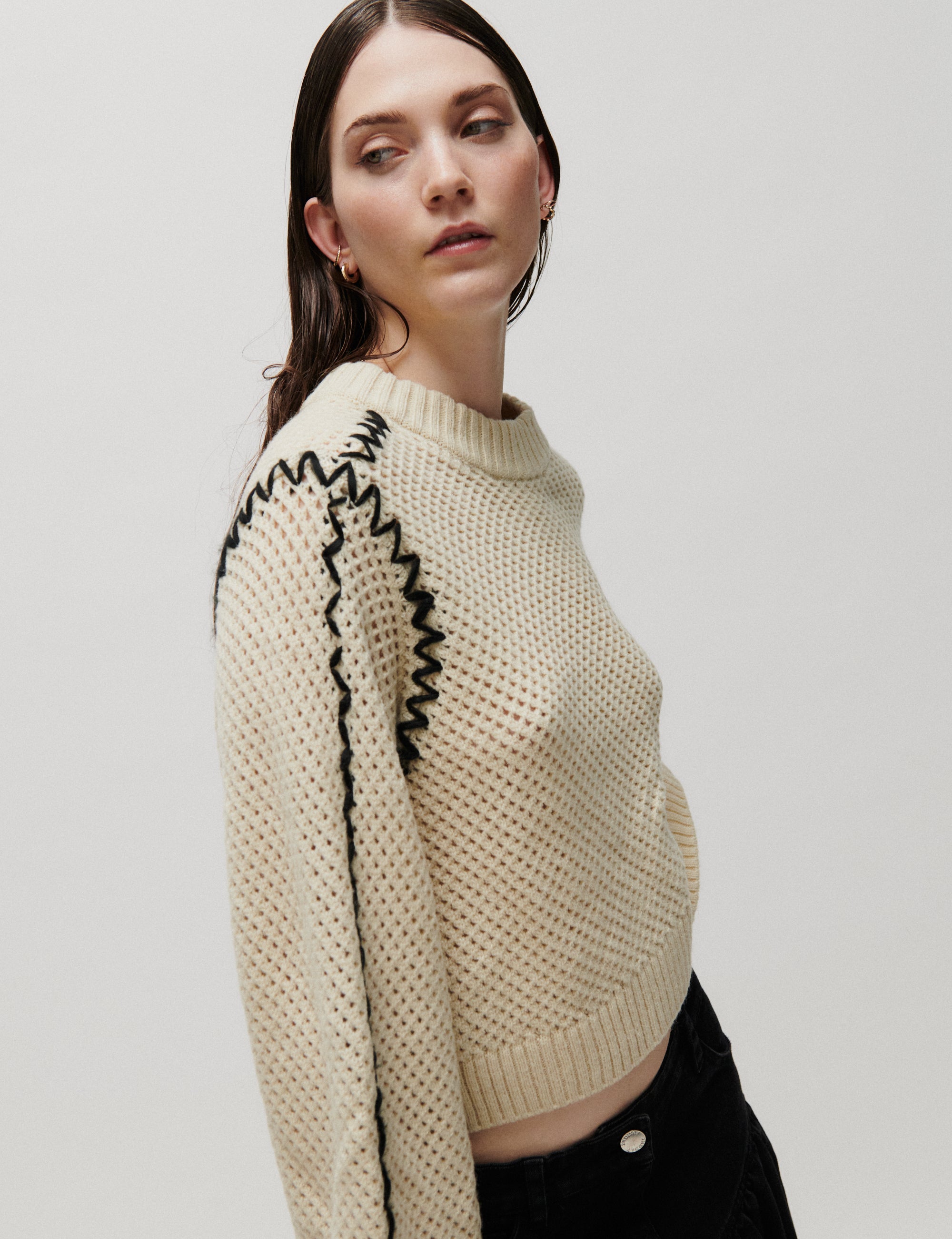 2NDDAY 2NDMarlet - Open Knit Sweater 124301 ALMOND MILK