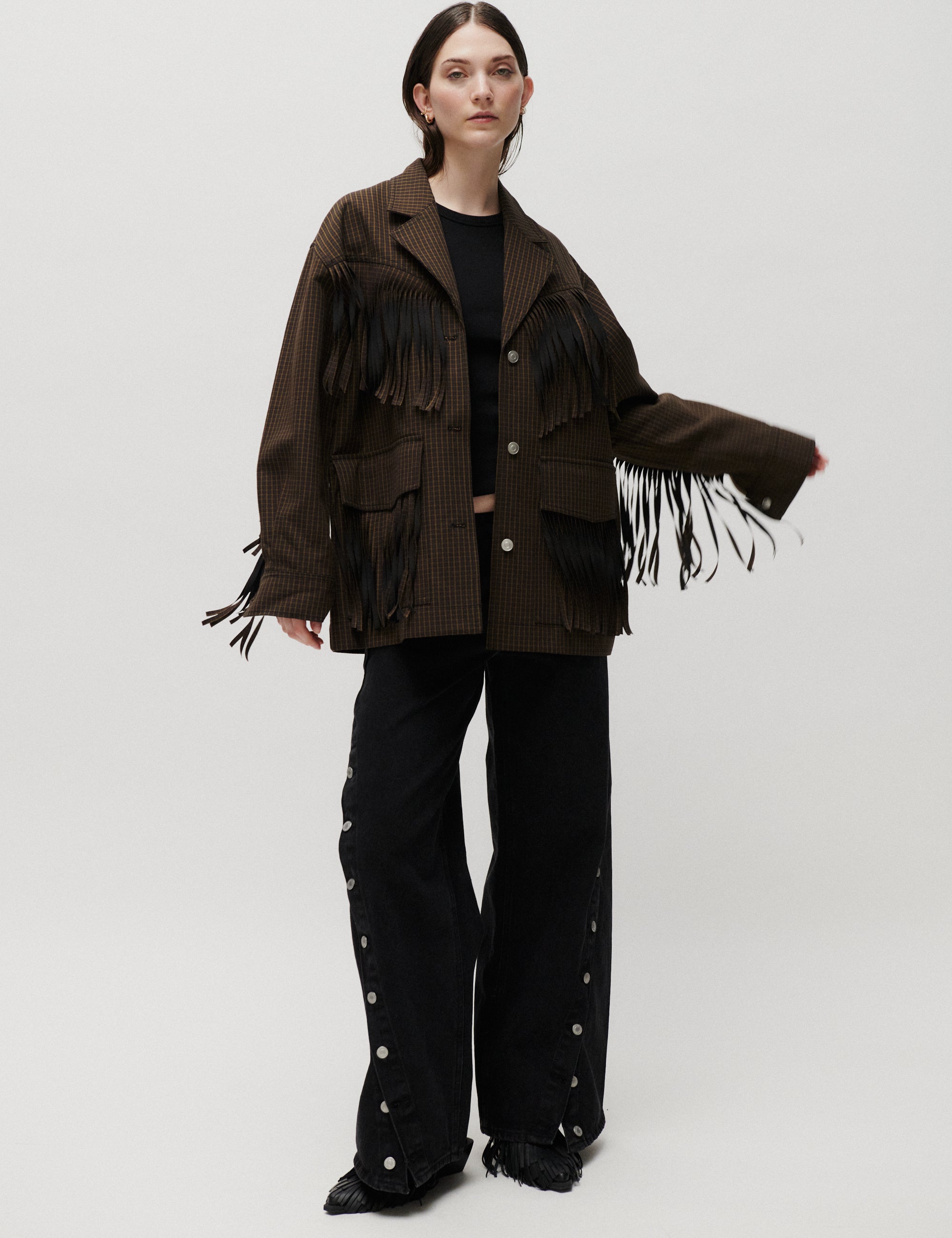 2NDDAY 2ND Brucina - Check Fringe - Jakke Jakke 181022 ERMINE