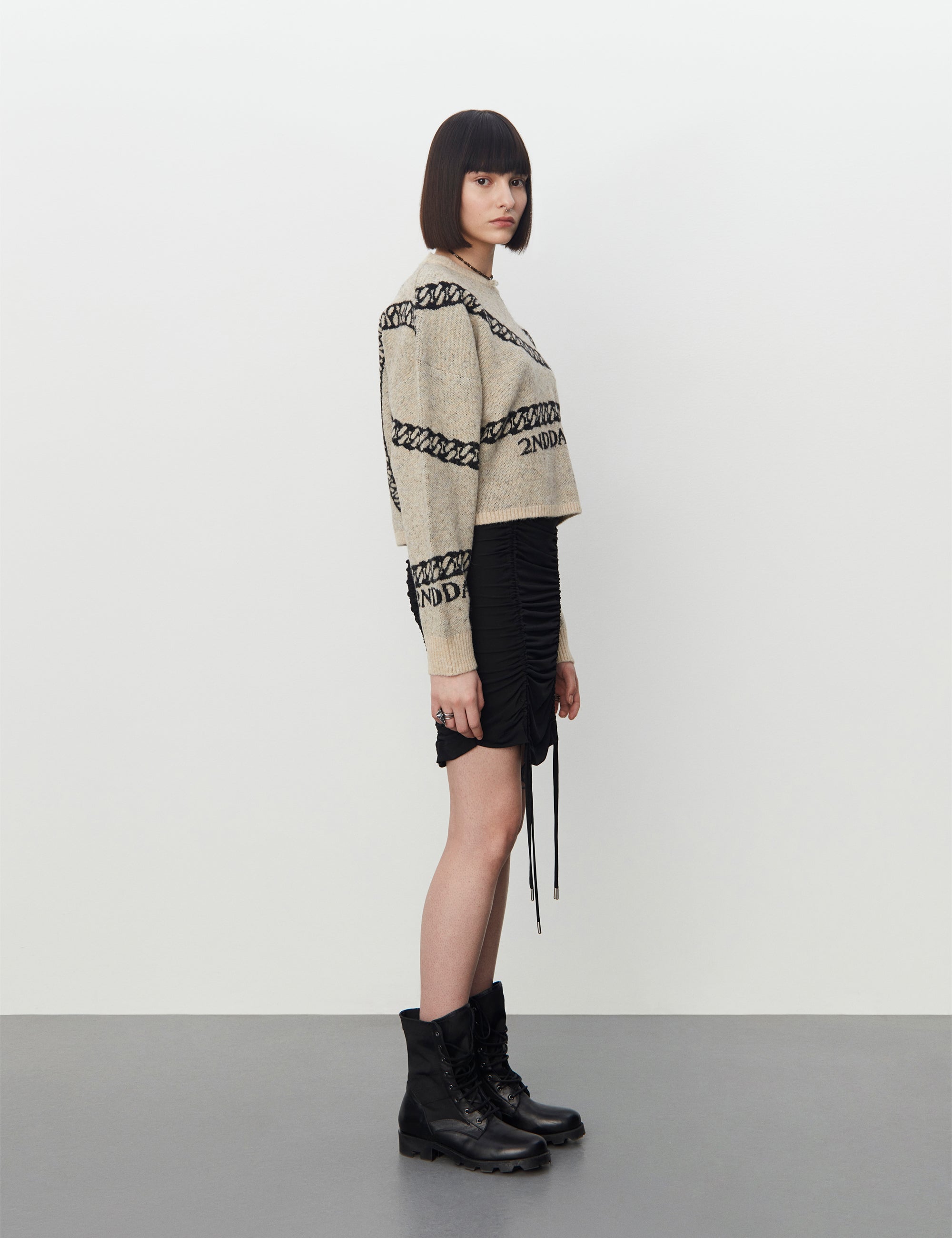 2NDDAY 2ND Chain TT - Soft Jacquard Sweater 420106 Black Chain