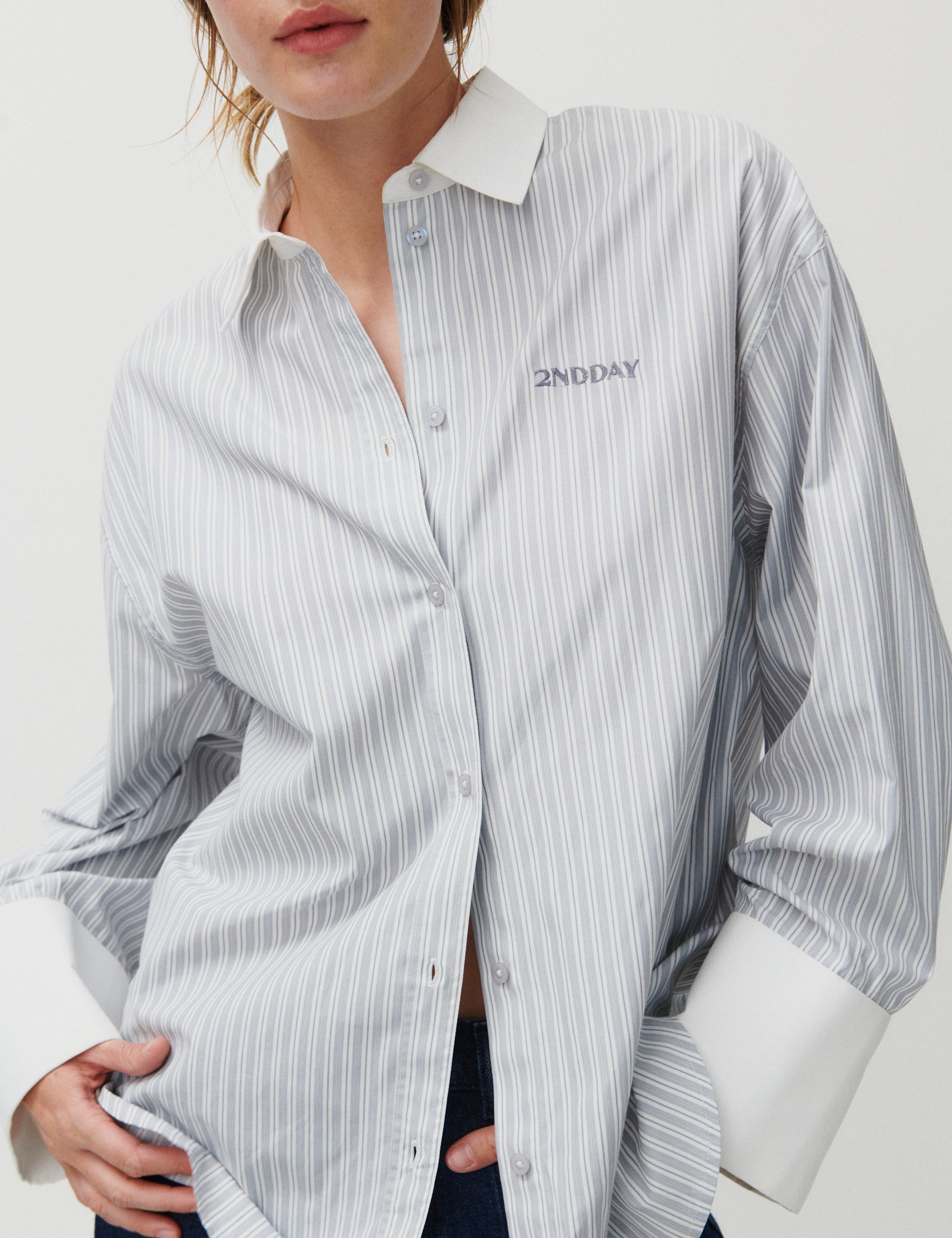 2NDDAY 2ND Claren - Cotton Stripes Shirts & Blouses 420148 High-rise Stripe