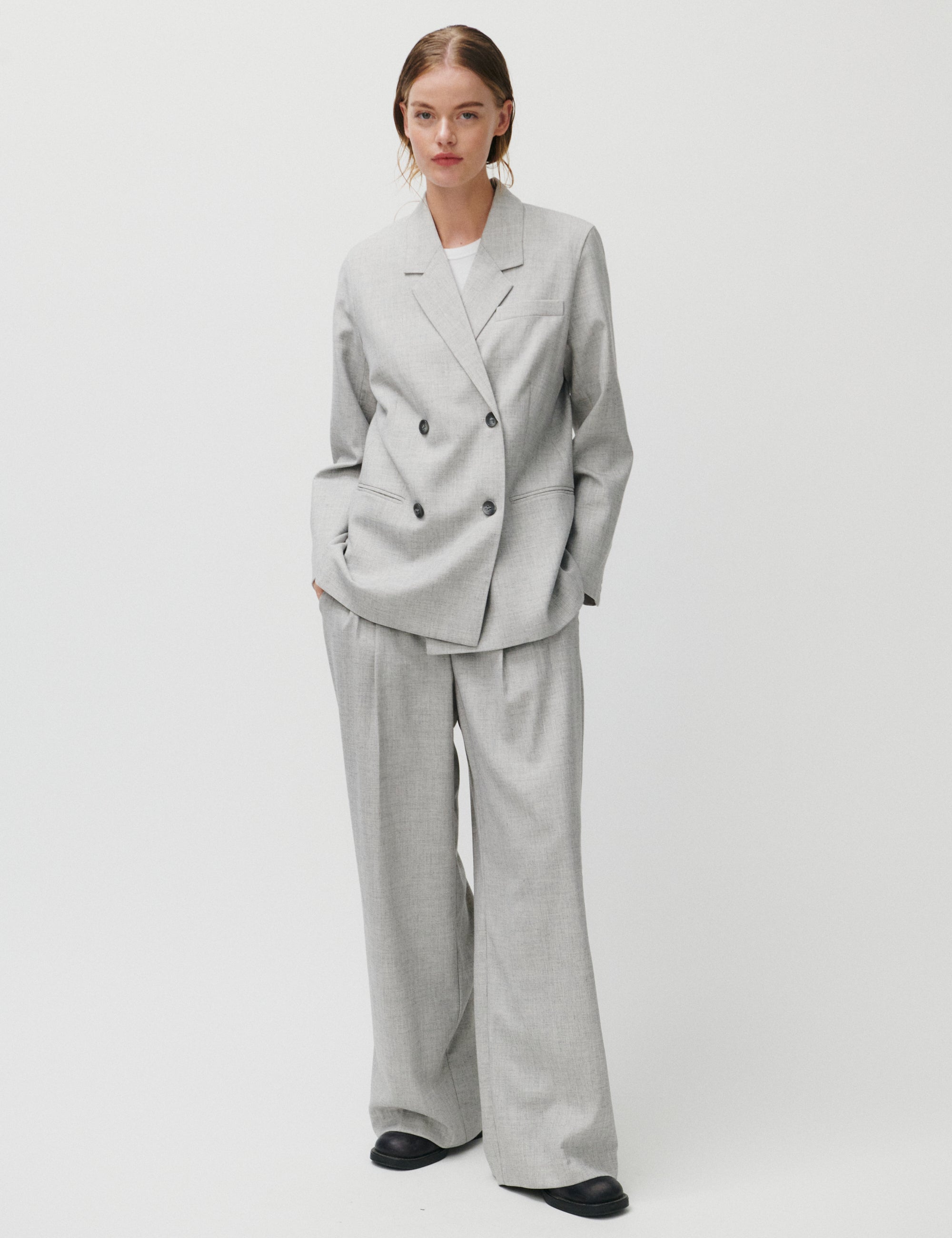 2NDDAY 2ND Herman - Grey suiting Blazer 154101 High-rise