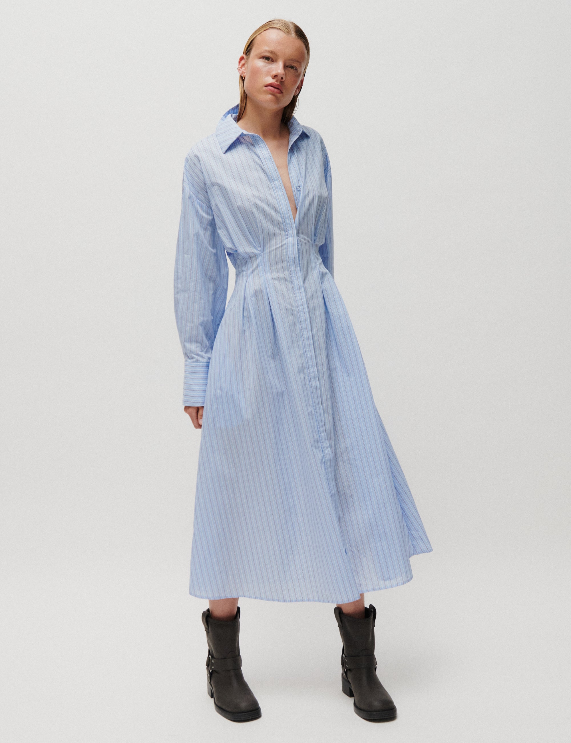 2NDDAY 2ND Jamies - Fall Shirting - Kjole Kjole 420159 Cash Blue Stripe