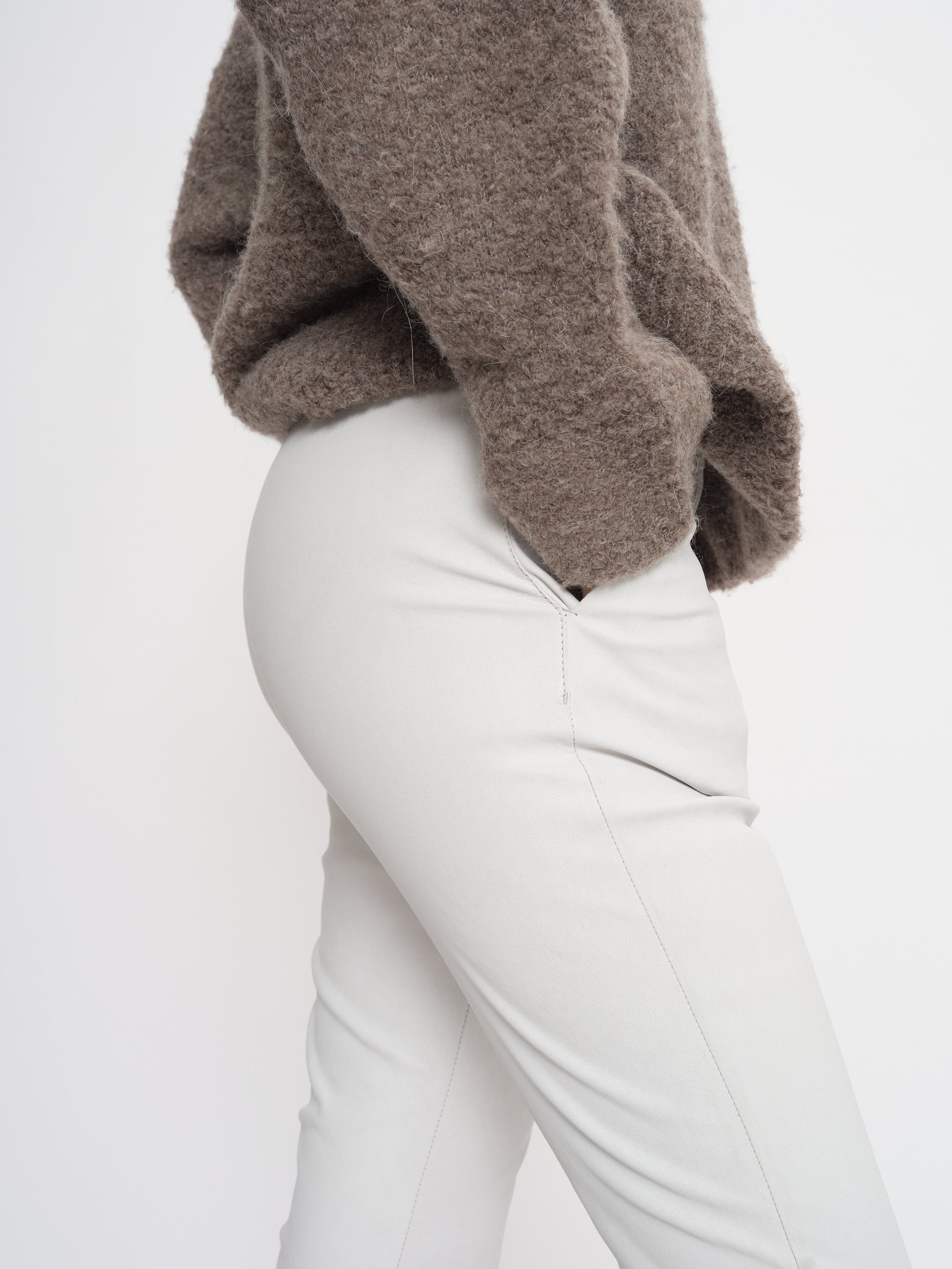 2NDDAY 2ND Leya - Refined Stretch Leather Bukser 111001 WHITE ALYSSUM