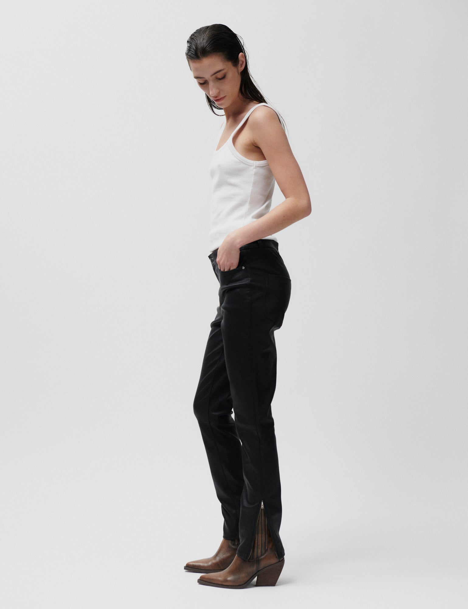 2NDDAY 2ND Liljan - Refined Stretch Leather Pants 190303 BLACK