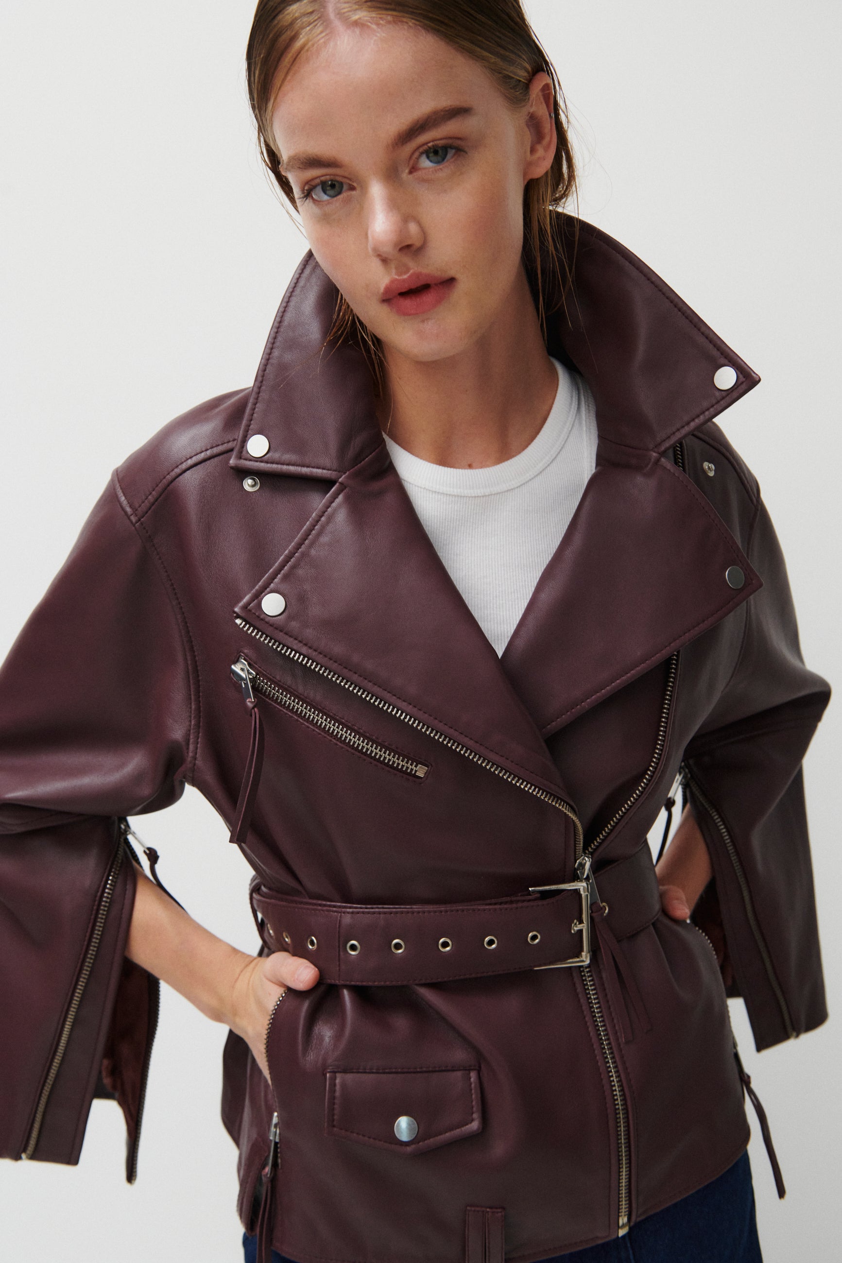 2NDDAY 2ND Lotus - Fine Leather Jakke 09016 Catawba Grape