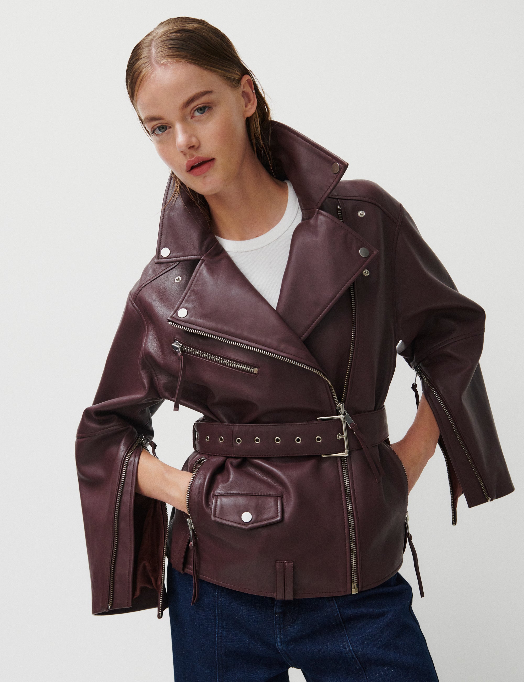 2NDDAY 2ND Lotus - Fine Leather Jakke 09016 Catawba Grape