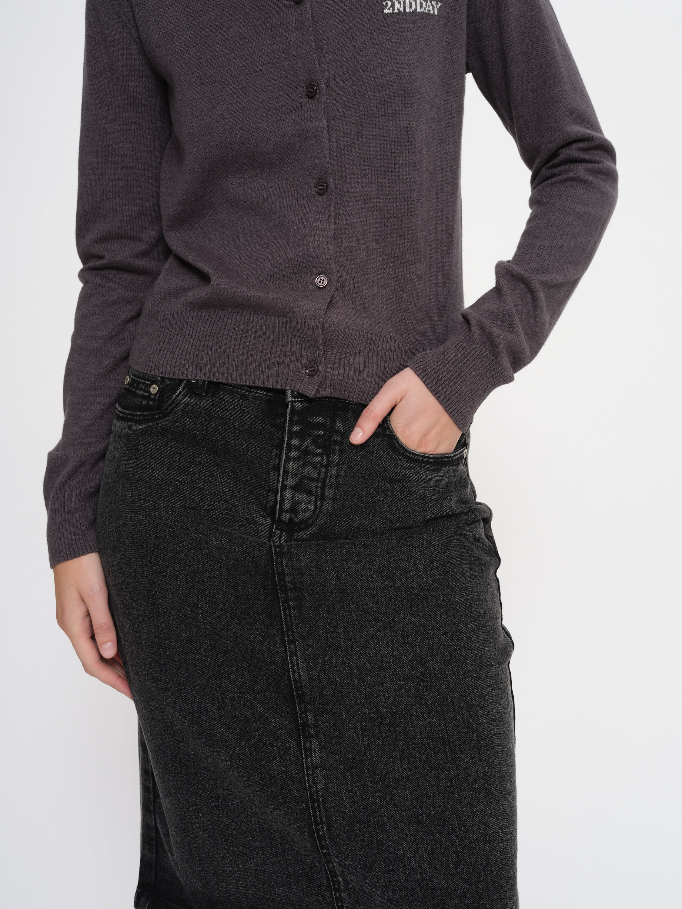 2NDDAY 2ND Mica - Dark Grey denim Jeans D005 Grey Denim