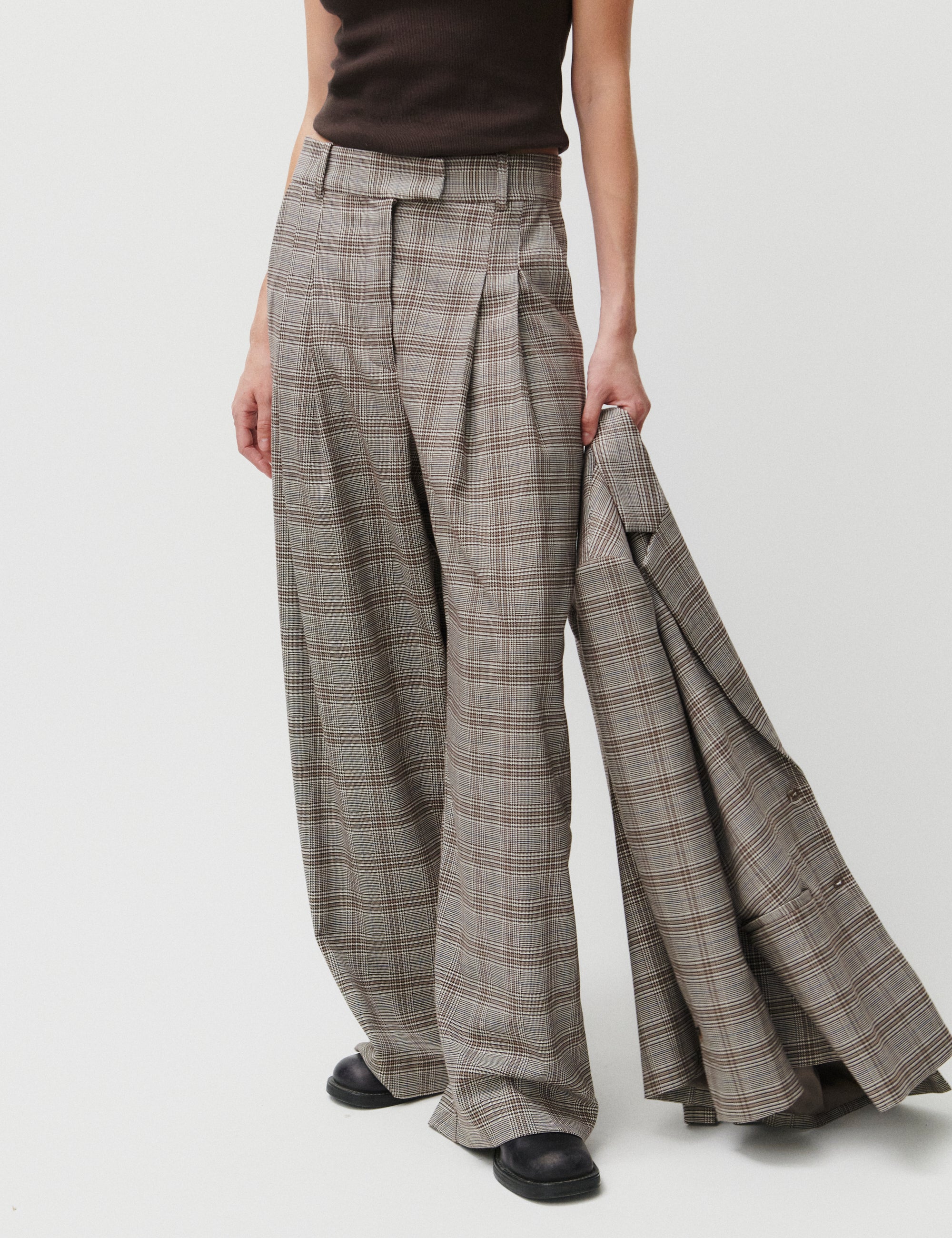 2NDDAY 2ND Mylos - Checked Suiting Bukser 170808 Taupe Gray