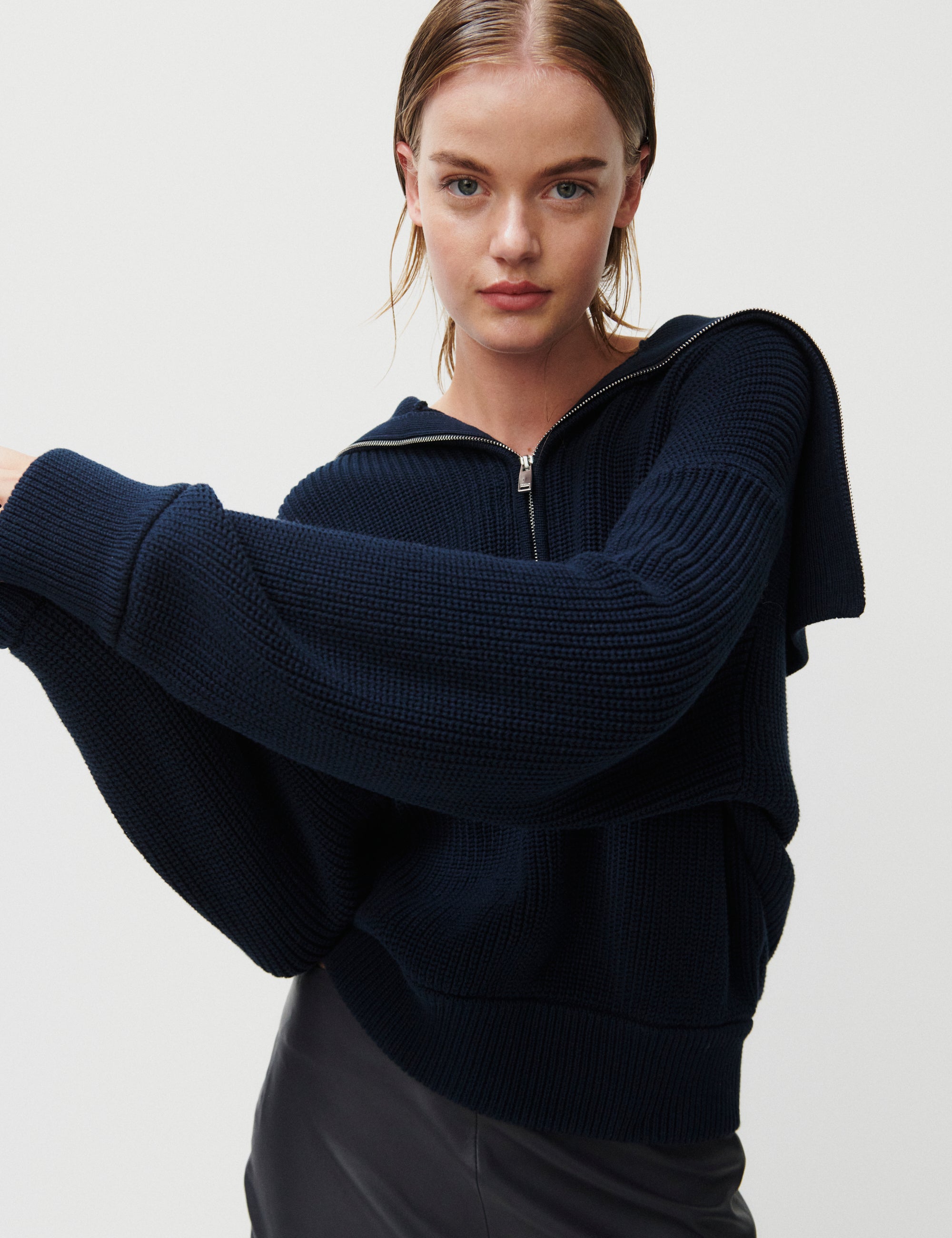 2NDDAY 2ND Serdina - Defined Cotton Ribs Pullover 193923 Navy Blazer