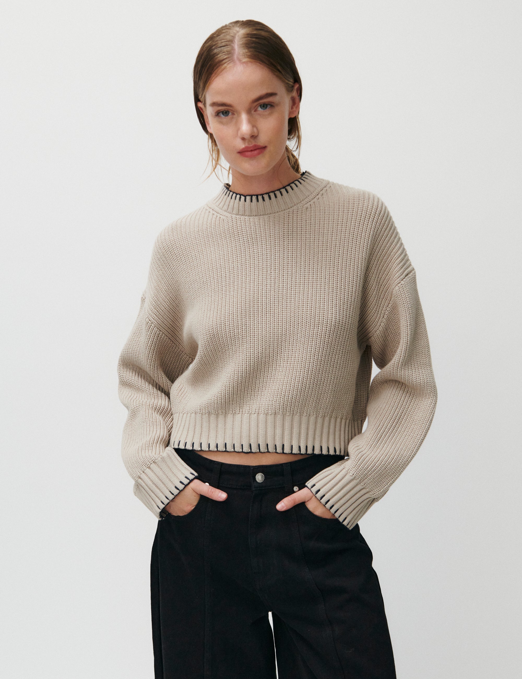 2NDDAY 2ND Serris - Defined Cotton Ribs Sweater 141106 Peyote