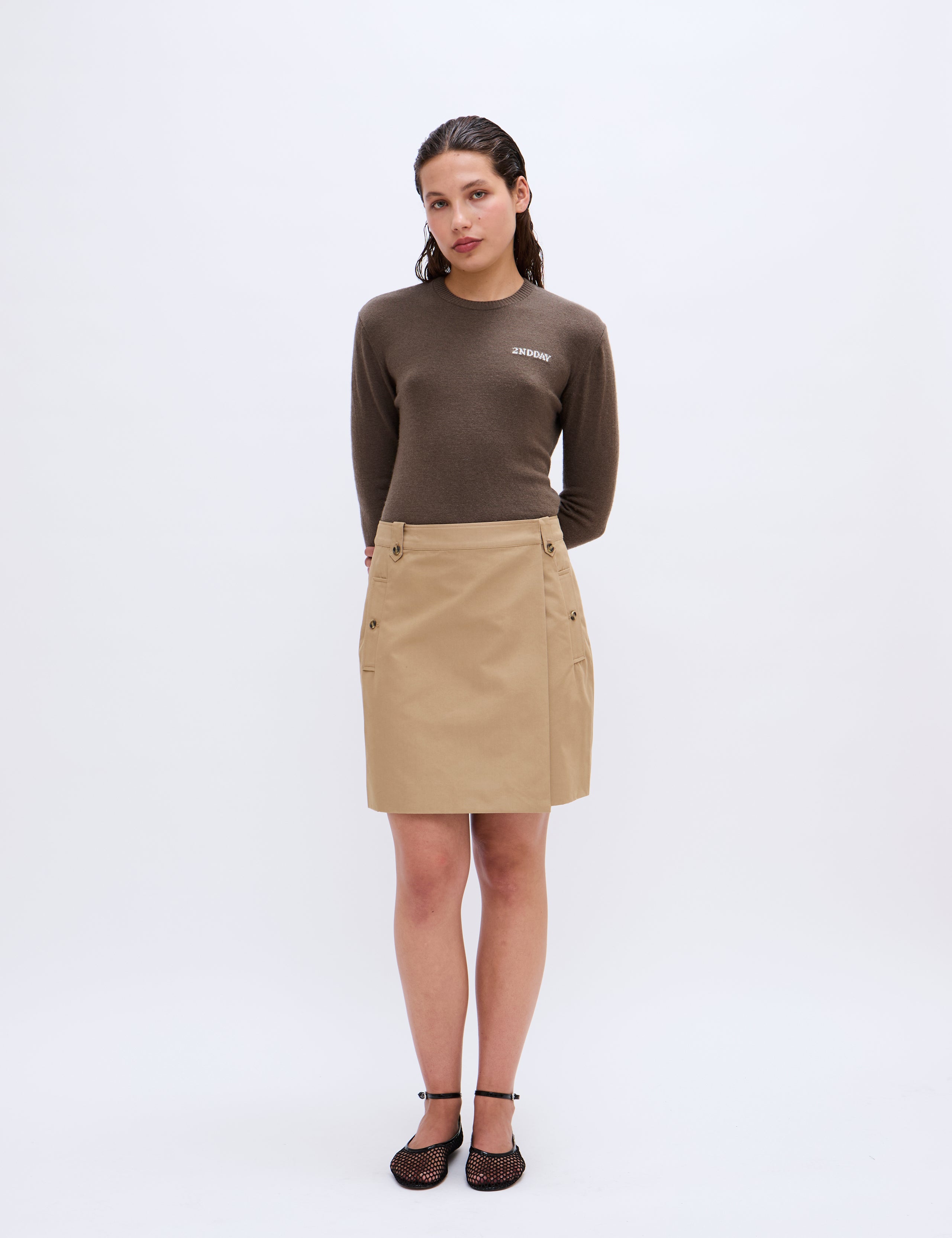 2NDDAY 2ND Sierron - Firm Cotton Skirt 171022 Kelp