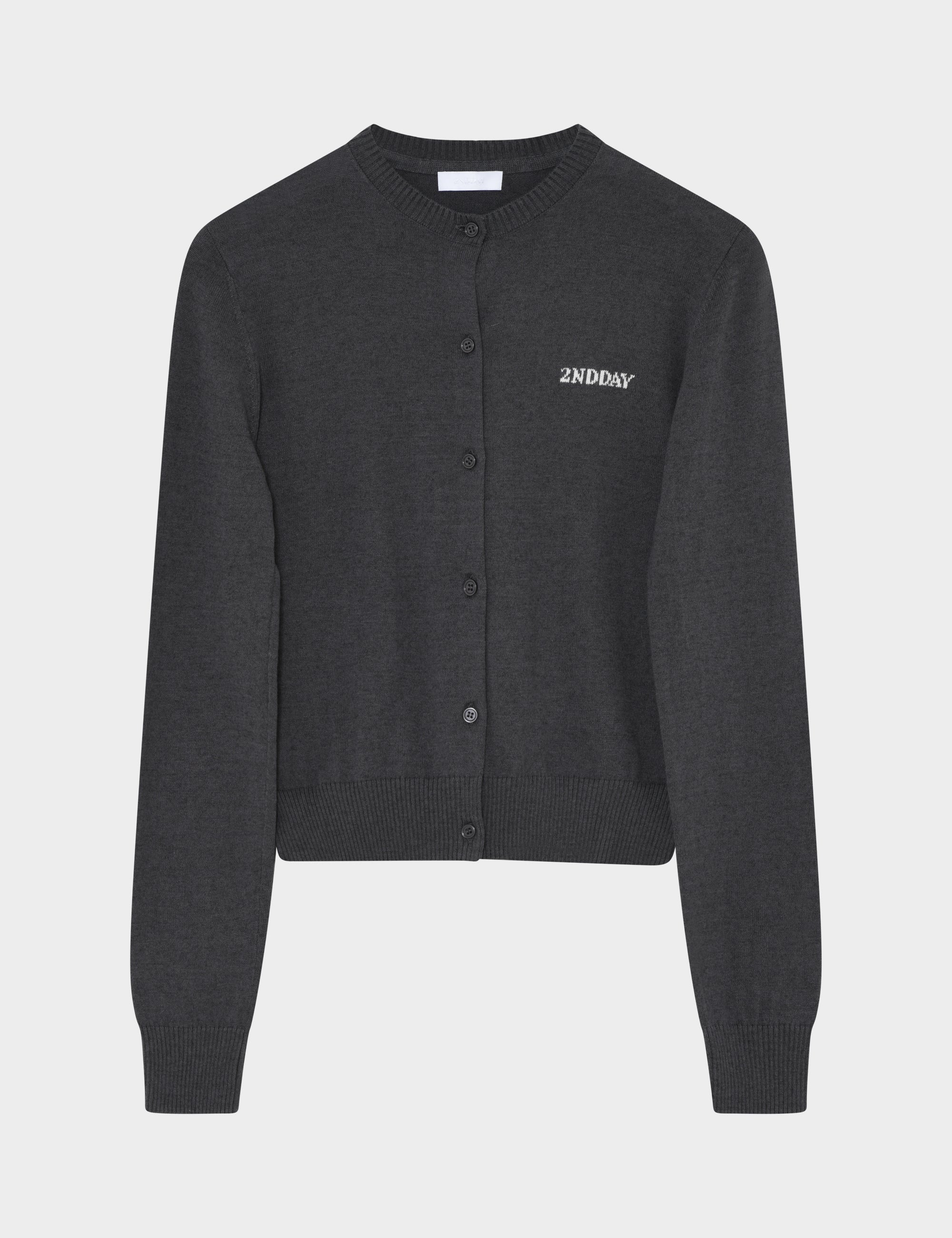 2NDDAY 2ND Vinny - Soft Wool Blend Cardigan 190203 Gray Pinstripe