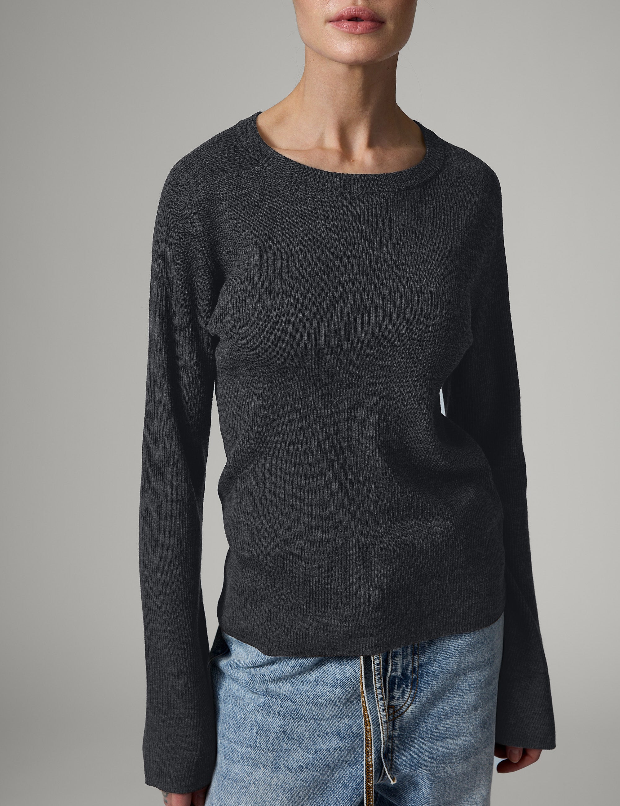 DAY Birger ét Mikkelsen Anabelle Rib - Daily Elements - Pullover Sweater 500003 Dark Grey Melange