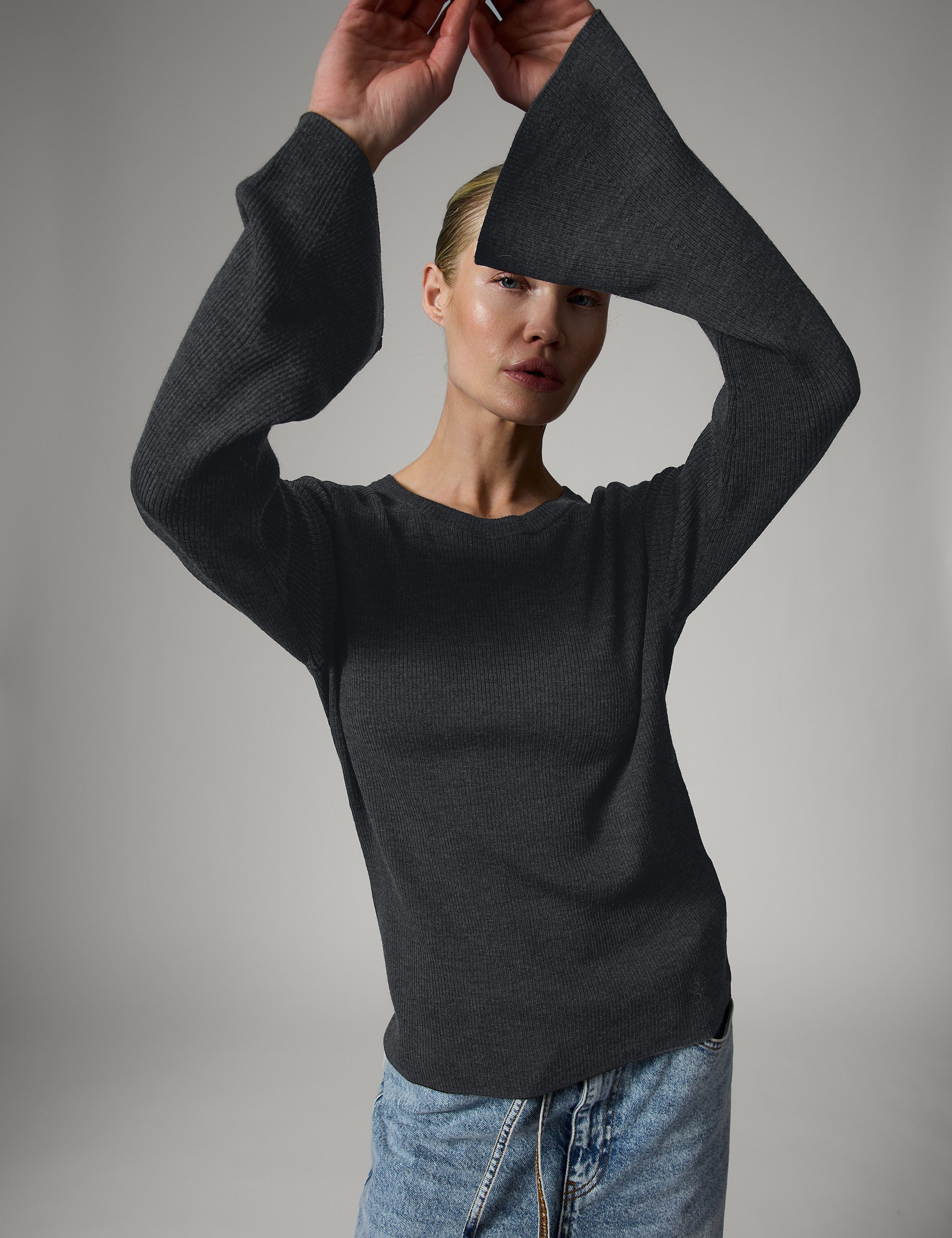 DAY Birger ét Mikkelsen Anabelle Rib - Daily Elements - Pullover Sweater 500003 Dark Grey Melange