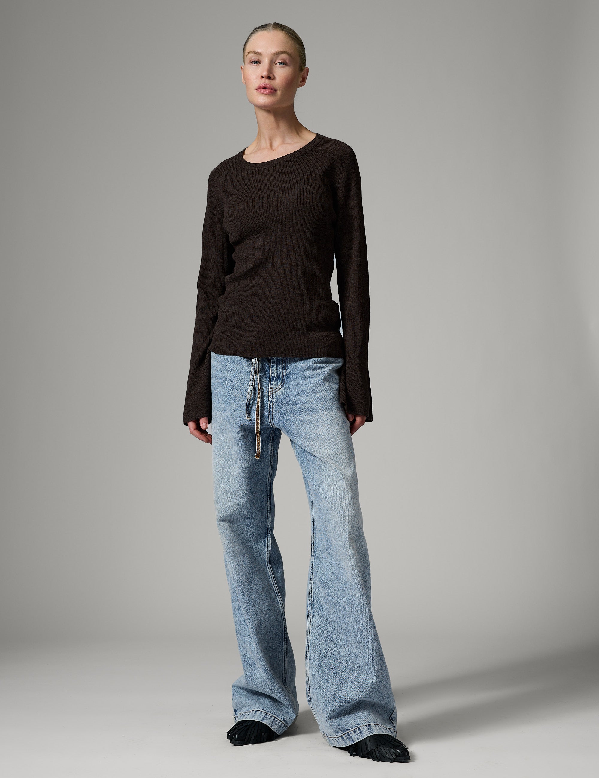 DAY Birger ét Mikkelsen Anabelle Rib - Daily Elements - Pullover Sweater 500116 DARK BROWN MELANGE