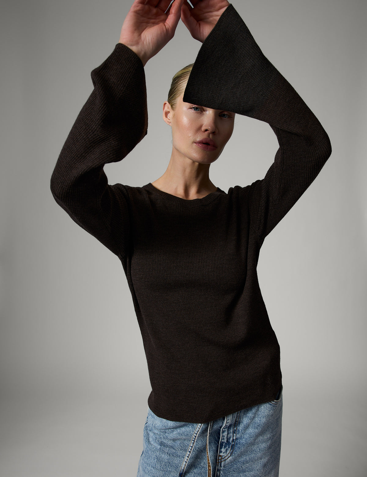 DAY Birger ét Mikkelsen Anabelle Rib - Daily Elements - Pullover Sweater 500116 DARK BROWN MELANGE