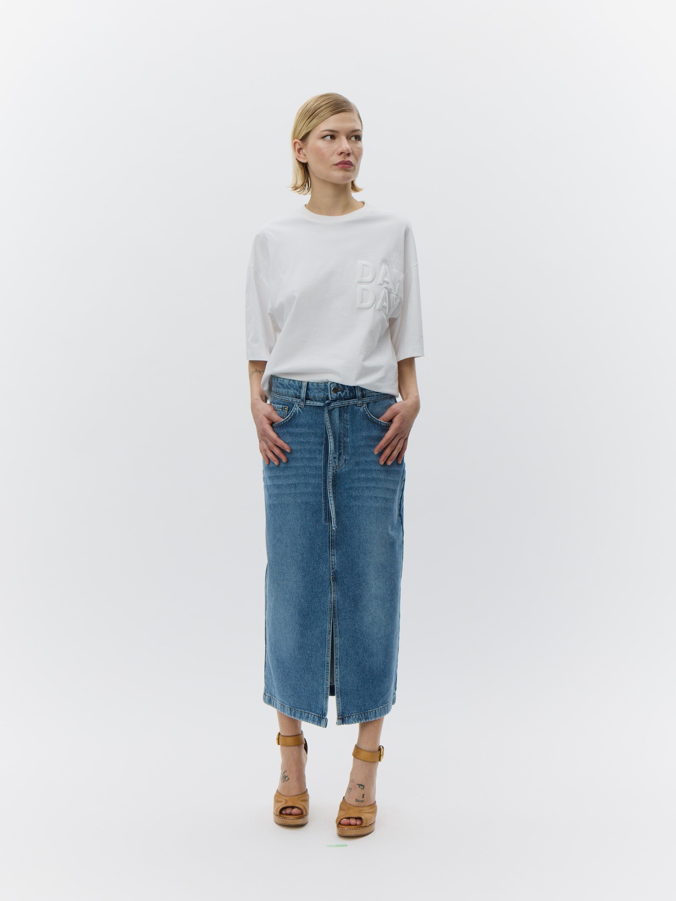DAY Birger ét Mikkelsen Ben - Blue Soft Denim Skirt 500005 Light Blue