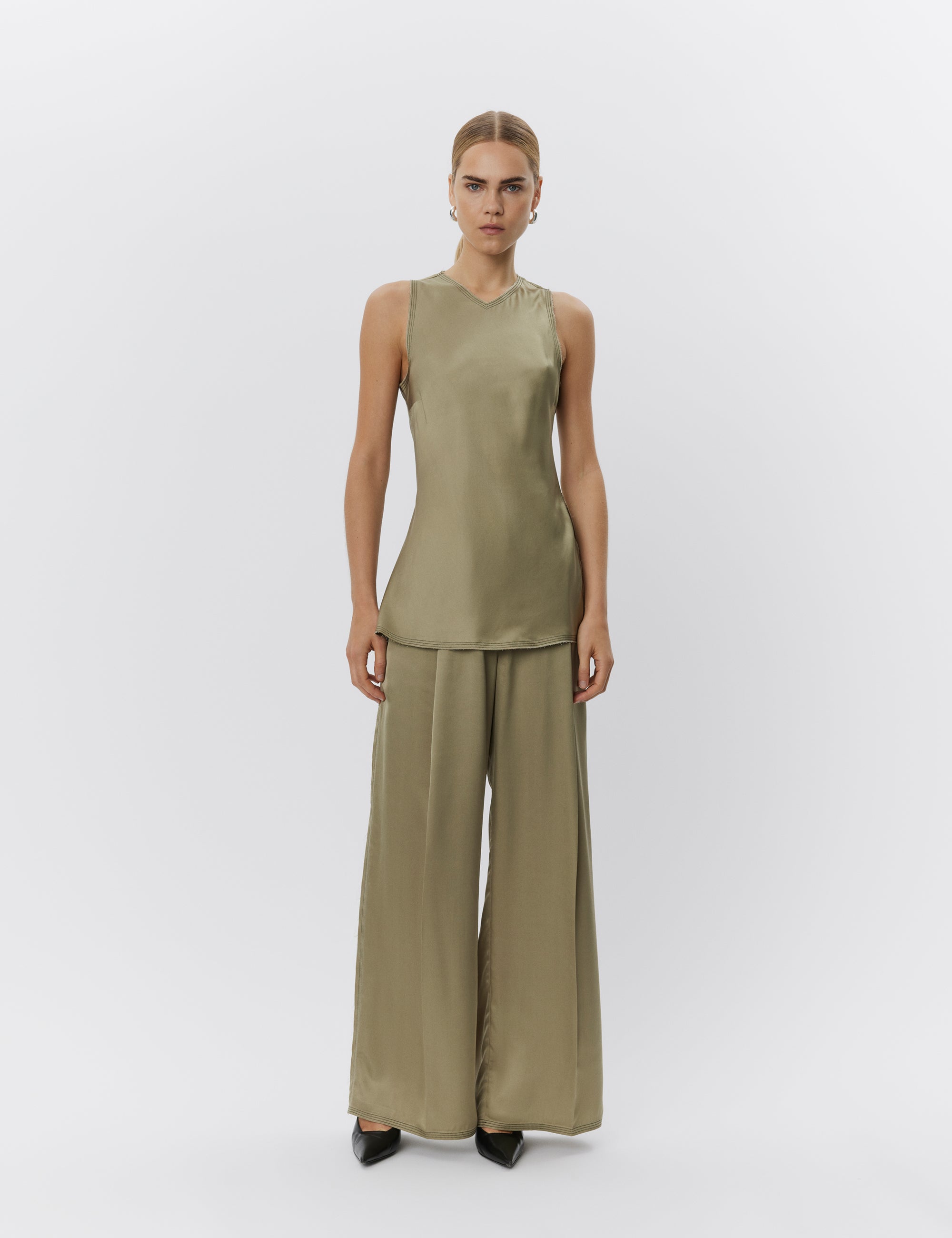 DAY Birger ét Mikkelsen Callie - Fluid Viscose Tops & T-Shirts 500147 SAGE KHAKI