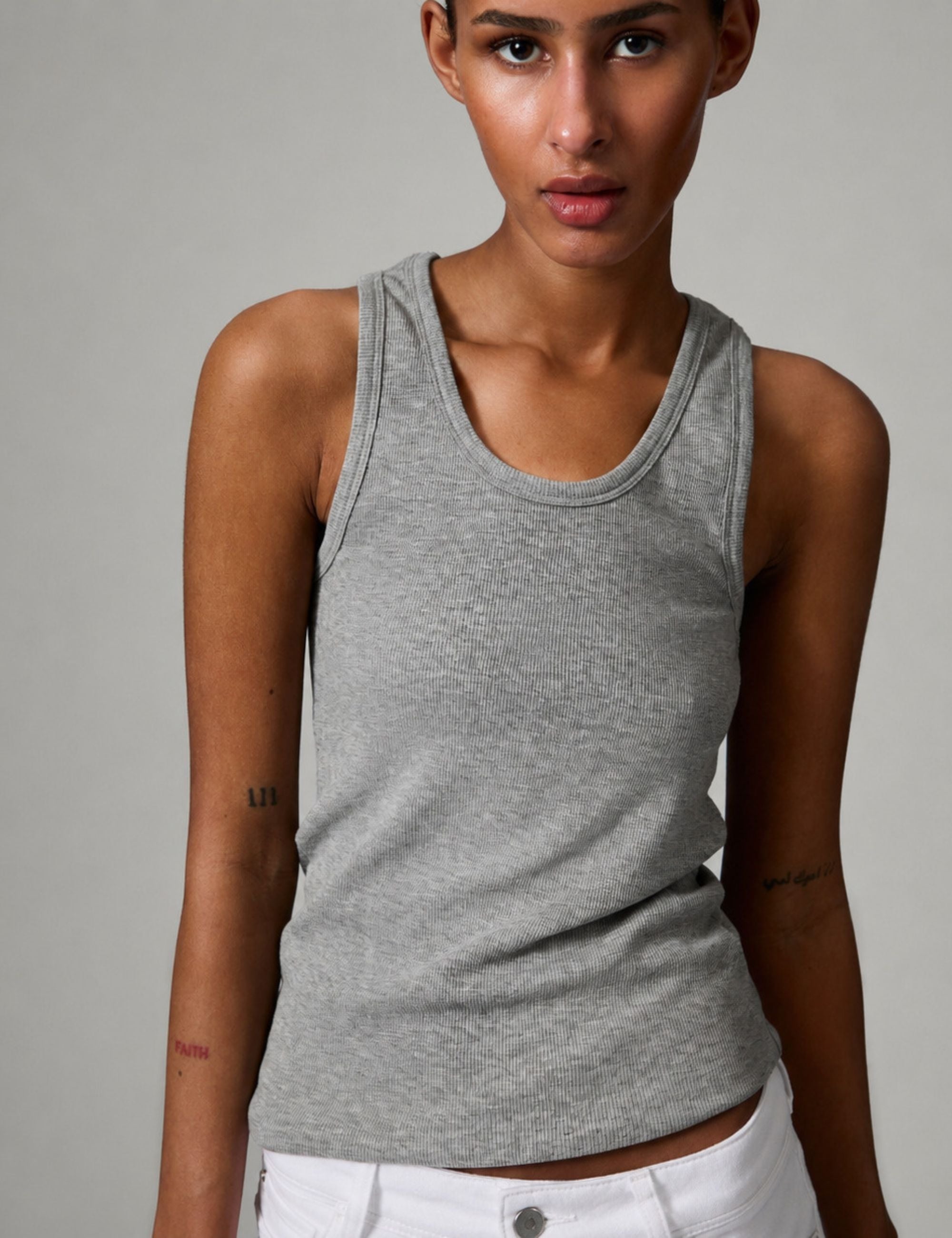 DAY Birger ét Mikkelsen Camilo - Classic Rib - Top Top 500036 Light Grey Melange