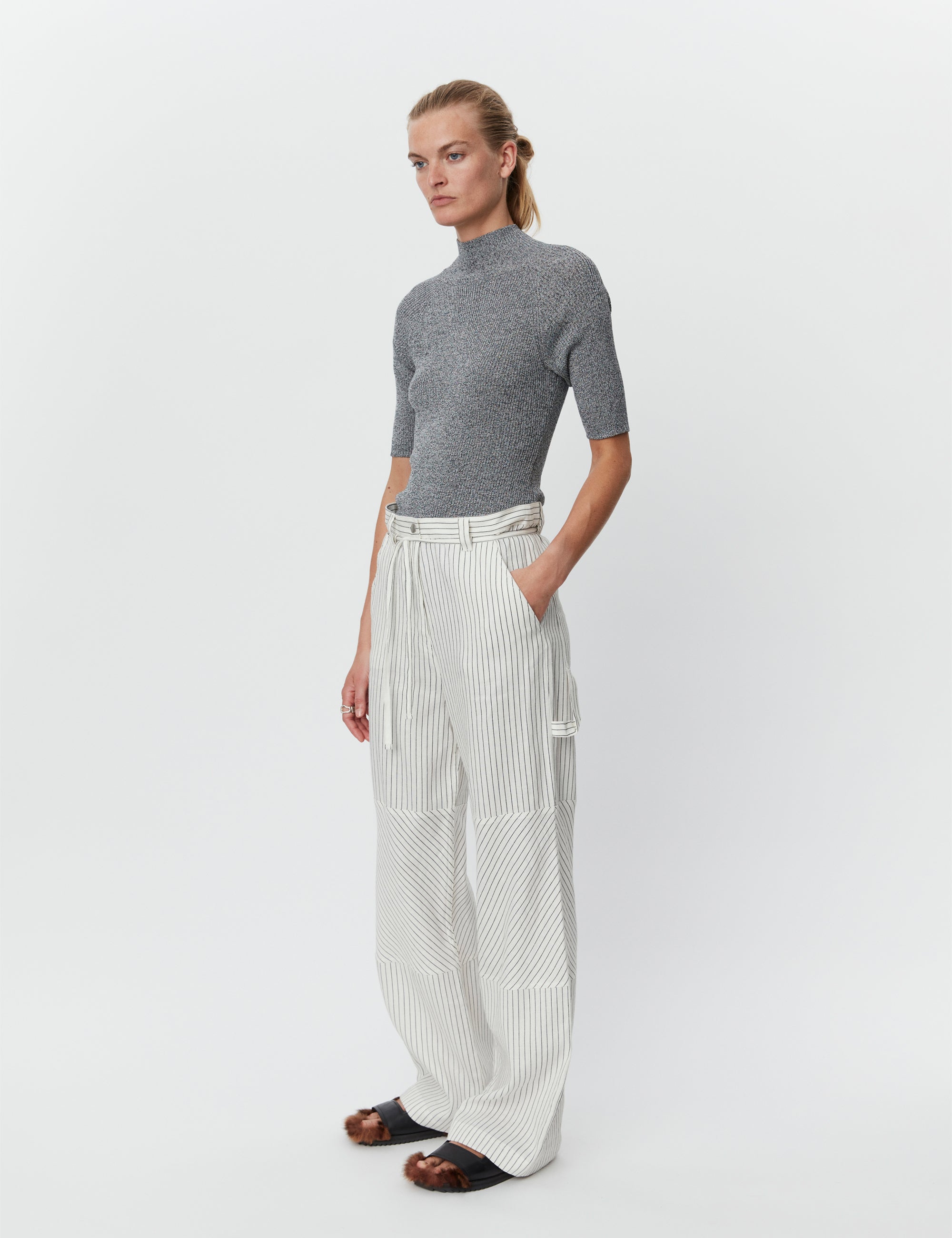 DAY Birger ét Mikkelsen Culkin - Cozy Linen Stripe Bukser 190303 Black