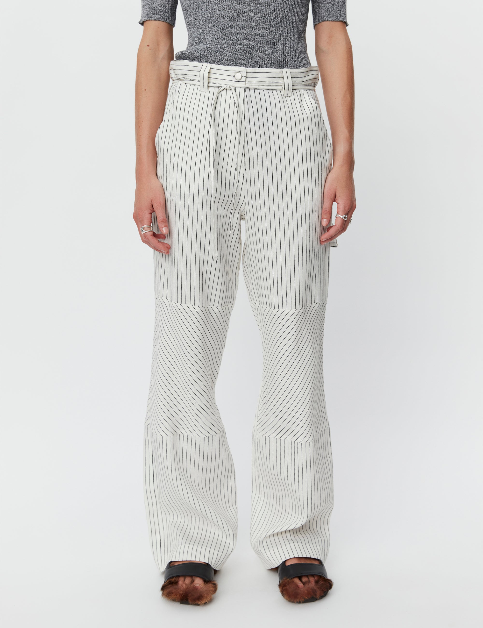 DAY Birger ét Mikkelsen Culkin - Cozy Linen Stripe Bukser 190303 Black