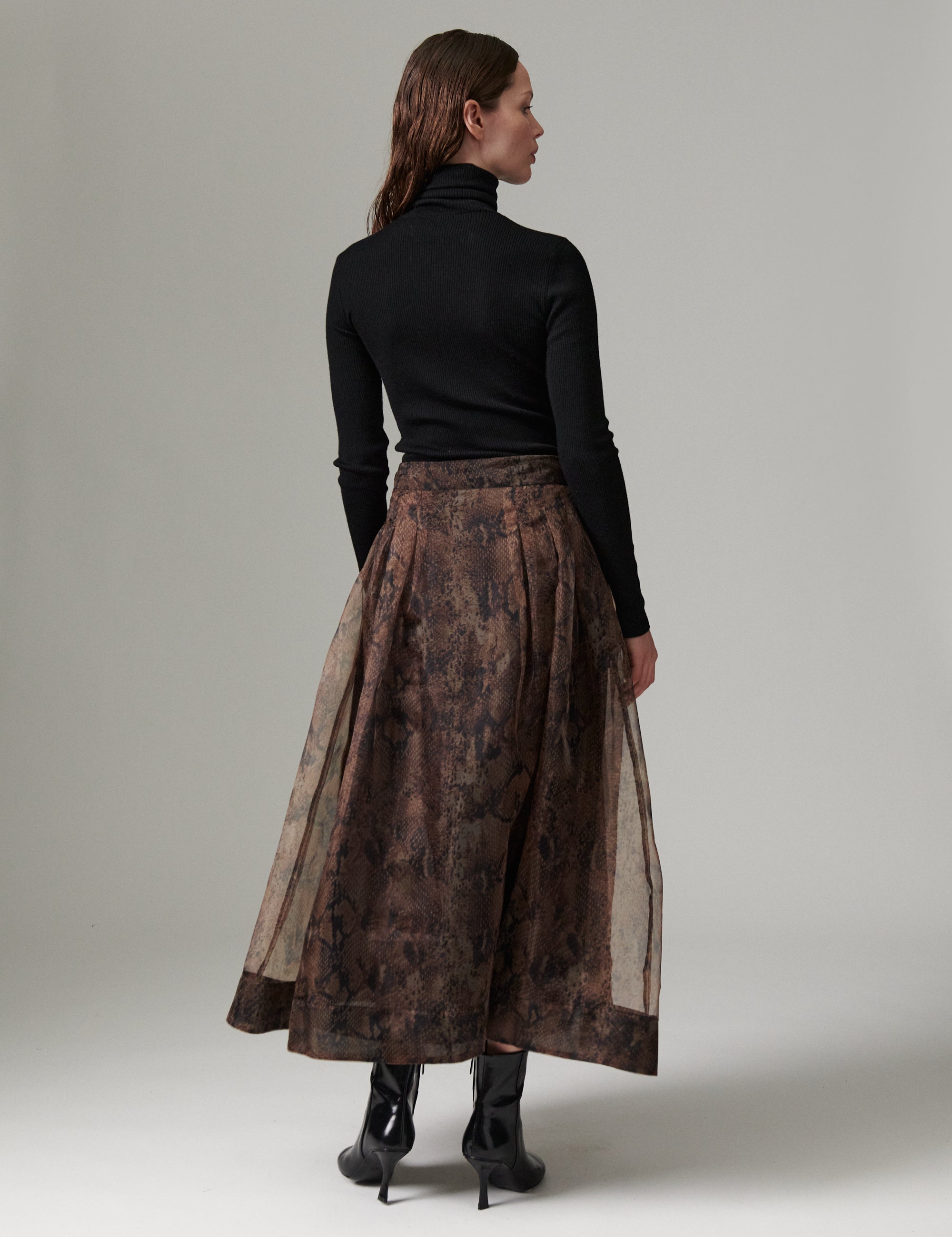 DAY Birger ét Mikkelsen DAYChai - Organza - Nederdel Skirt BROWN SNAKEY